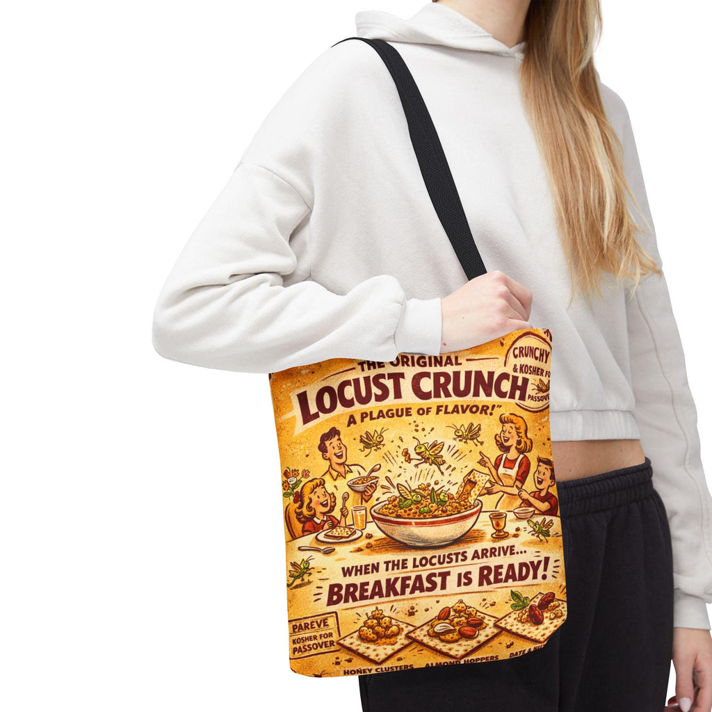 Passover Locust Crunch Vintage Ad Tote Bag, Retro Pesach Matzah Market Bag
