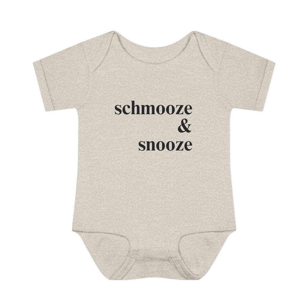 schmooze & snooze Infant Bodysuit | Minimal Script Baby Onesie