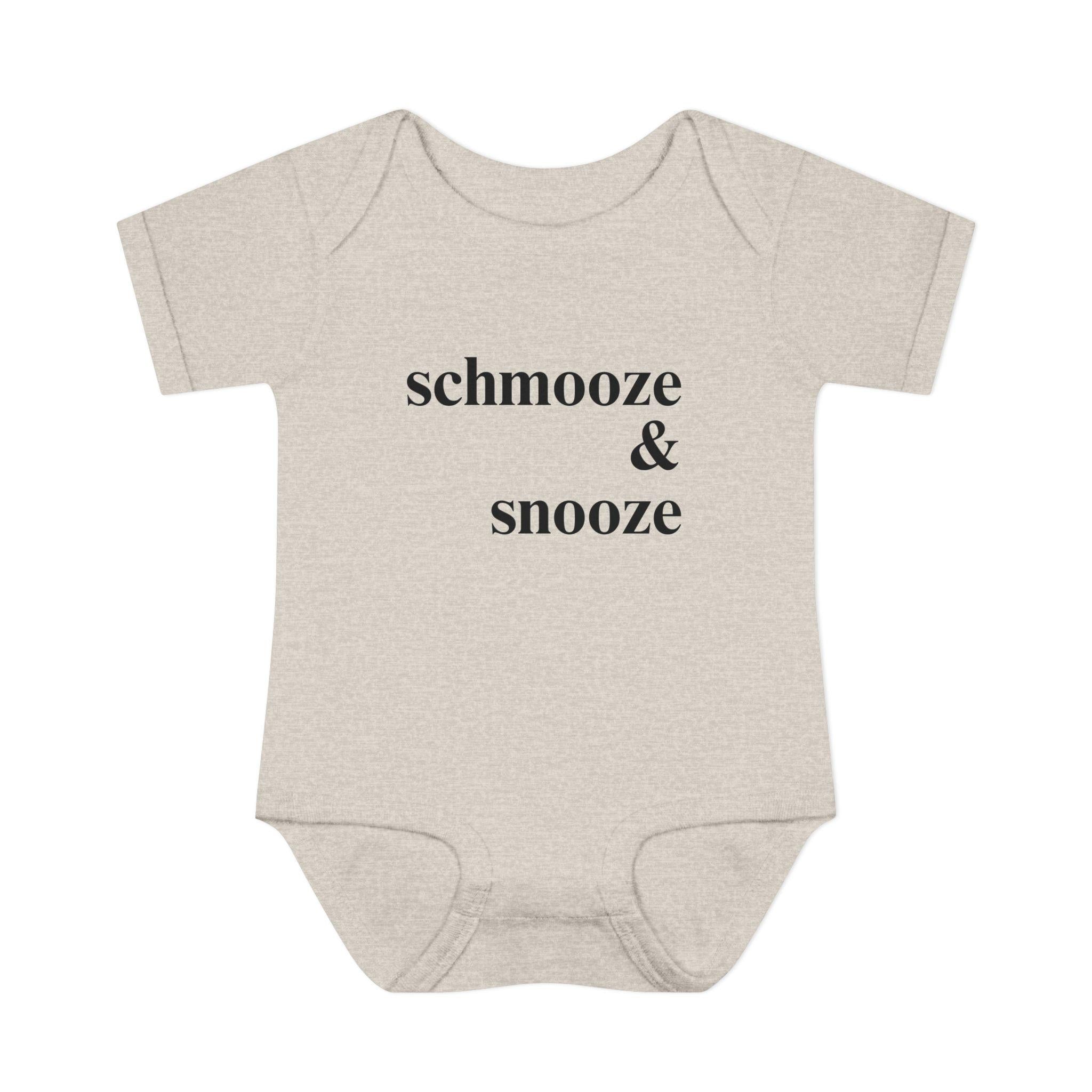 schmooze & snooze Infant Bodysuit | Minimal Script Baby Onesie