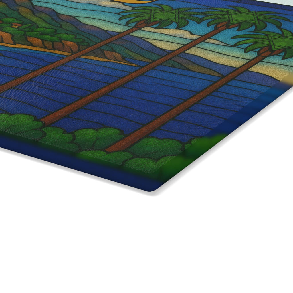 California Coastal Challah Board, Stained Glass Shabbat Tray, Jewish Wedding Gift