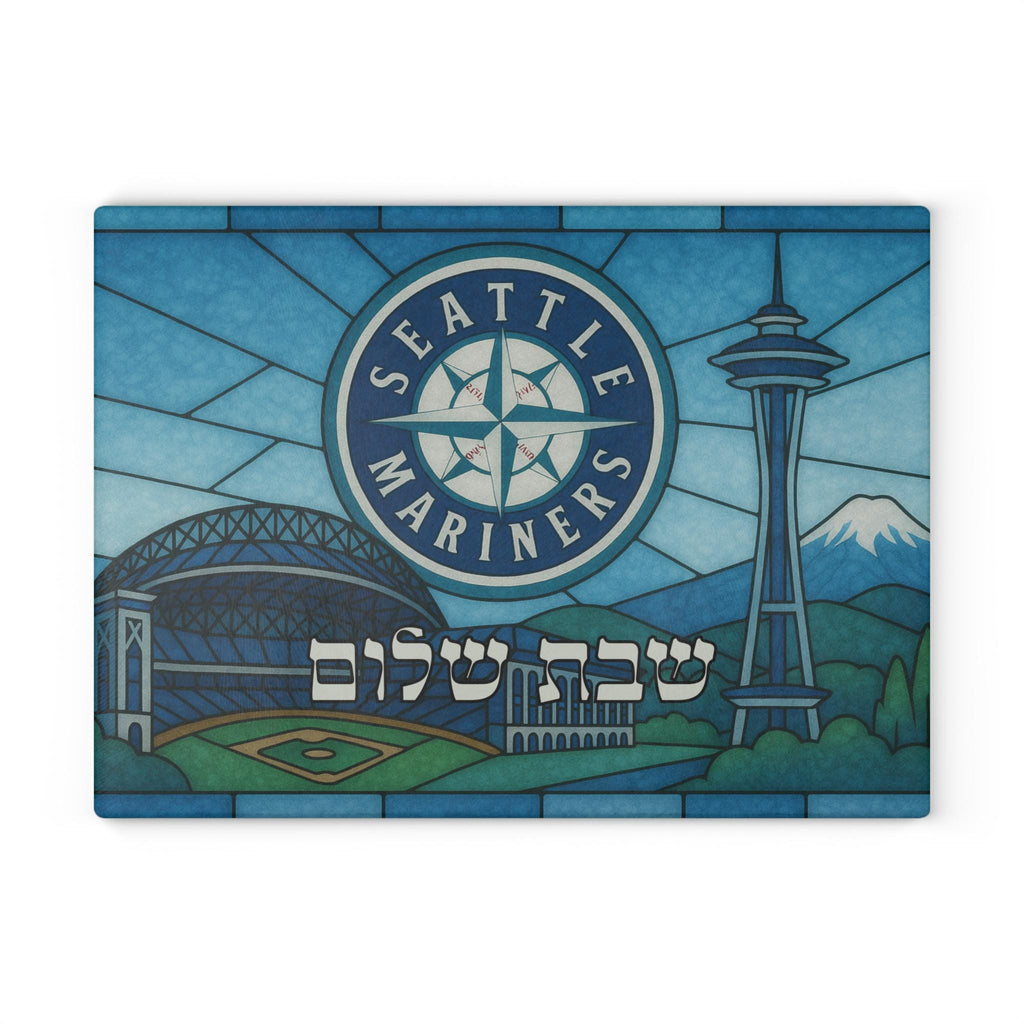 Seattle Mariners Challah Board, Stained Glass Shabbat Tray (15x11 inches)