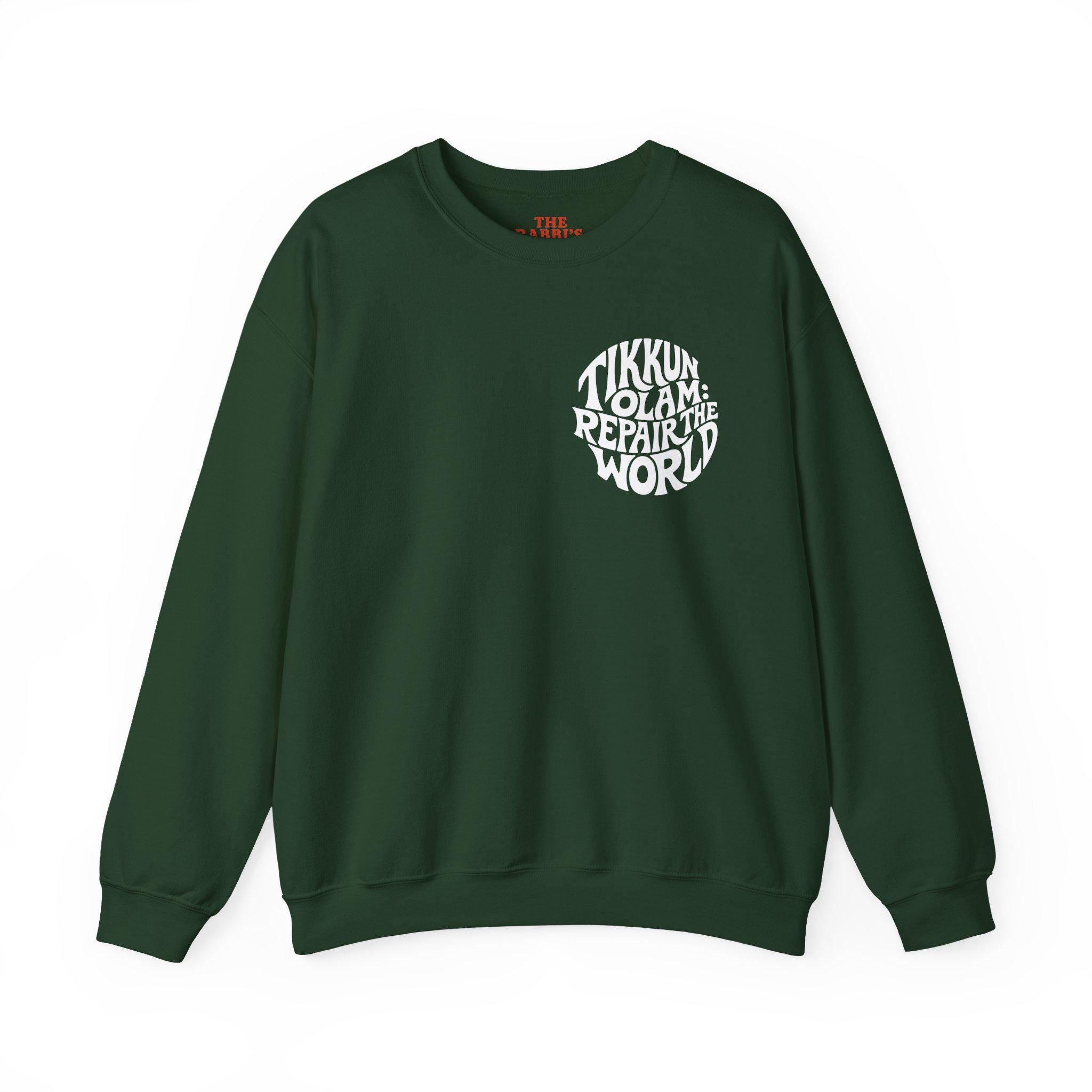 Tikkun Olam Sweatshirt Hebrew Crewneck, Jewish Social Justice Pullover Gift
