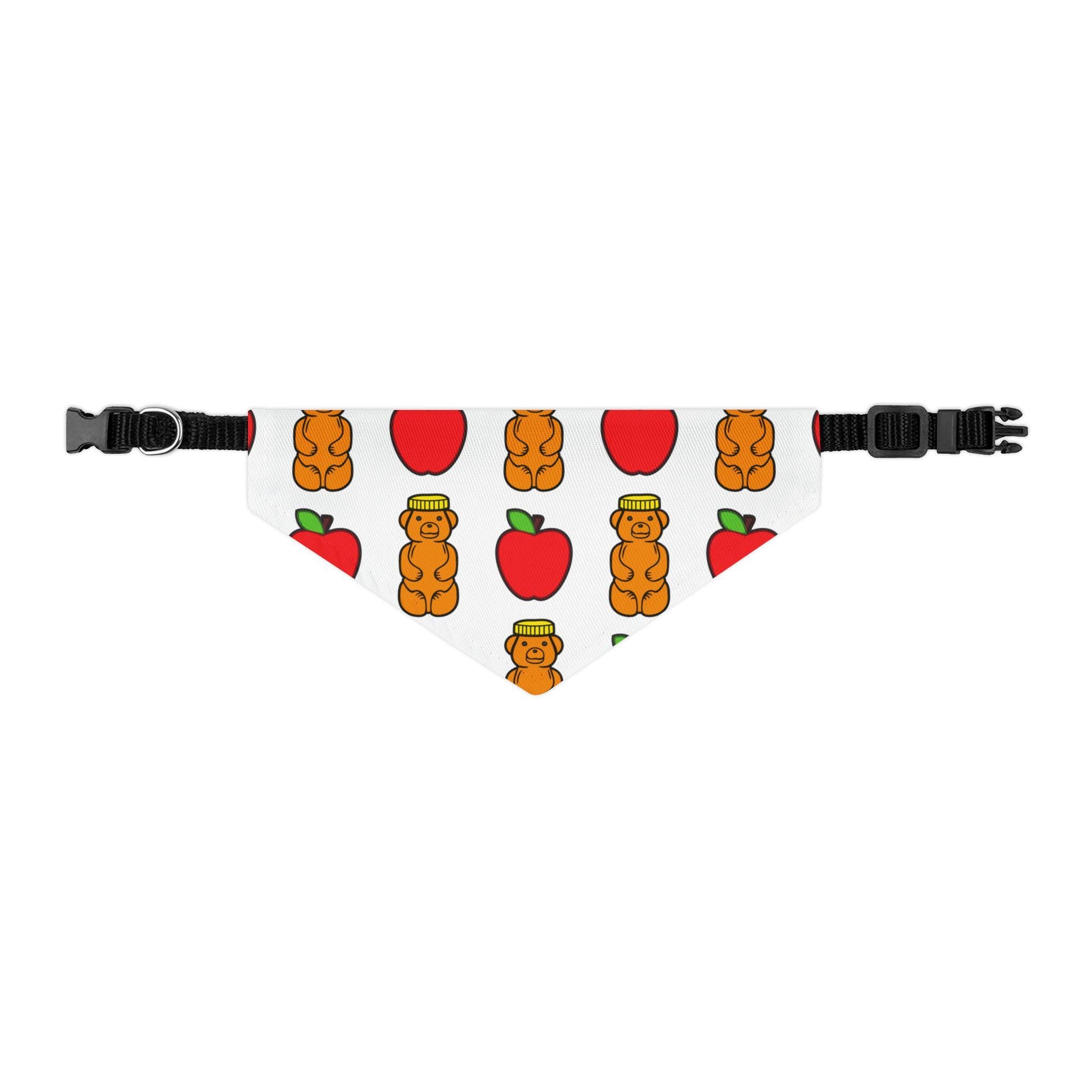 Rosh Hashanah Dog Bandana, Apple & Honey Print, Jewish Holiday Pet Scarf
