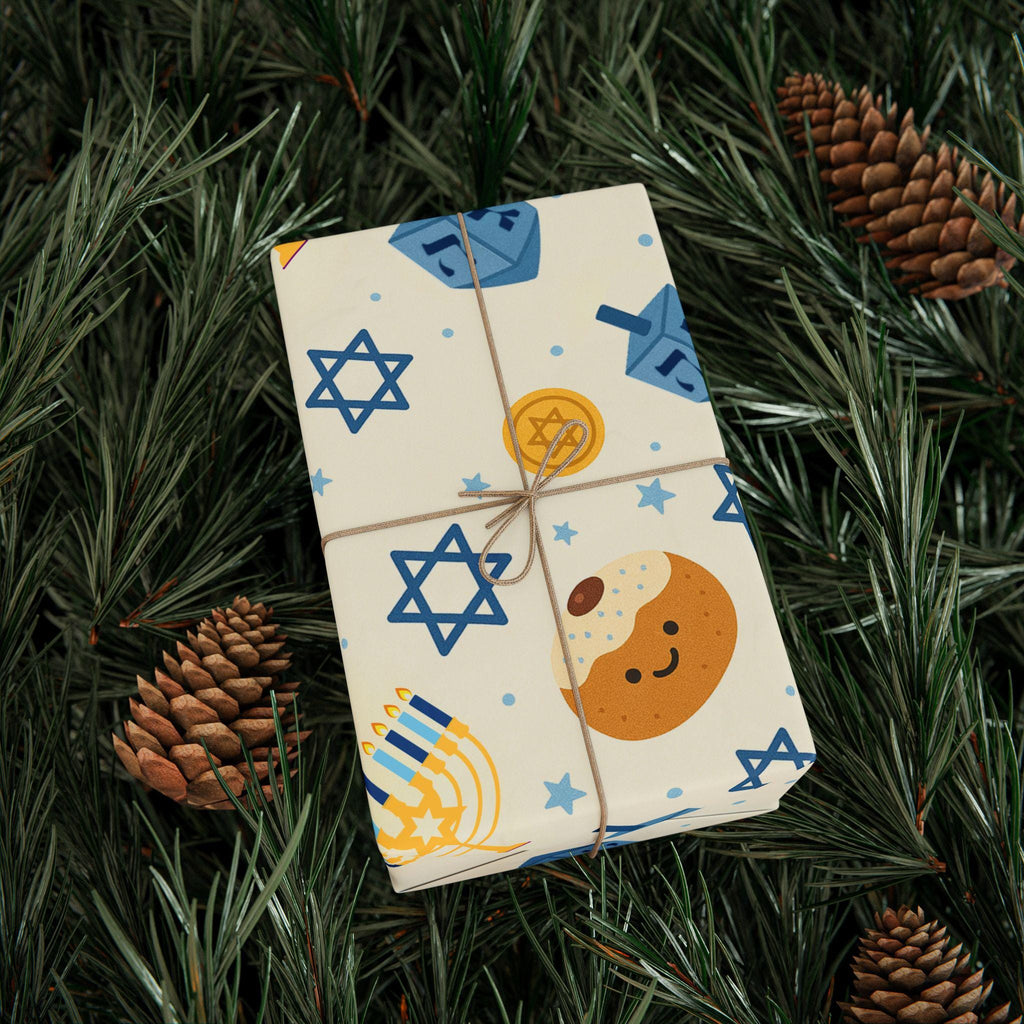 Hanukkah Wrapping Paper, Modern Judaica Gift Wrap, Eco Friendly