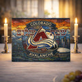 Colorado Avalanche Challah Board Stained Glass Shabbat Tray, 15x11 Jewish Hockey Wedding Gift