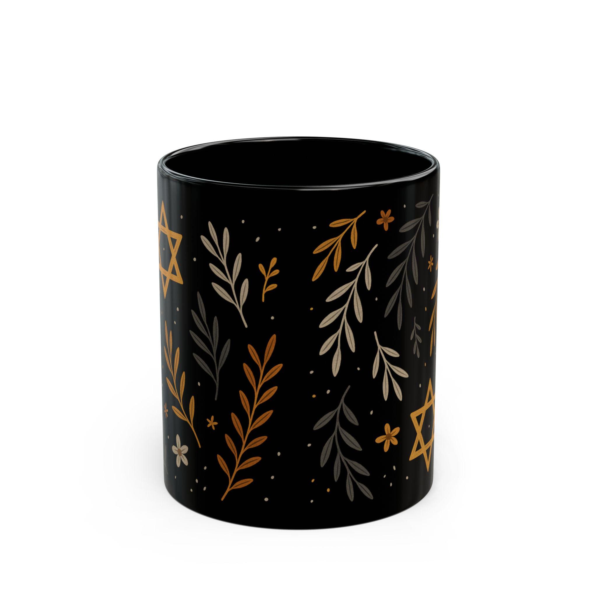 Jewish Floral Mug, Hanukkah Gift, Judaica Coffee Cup