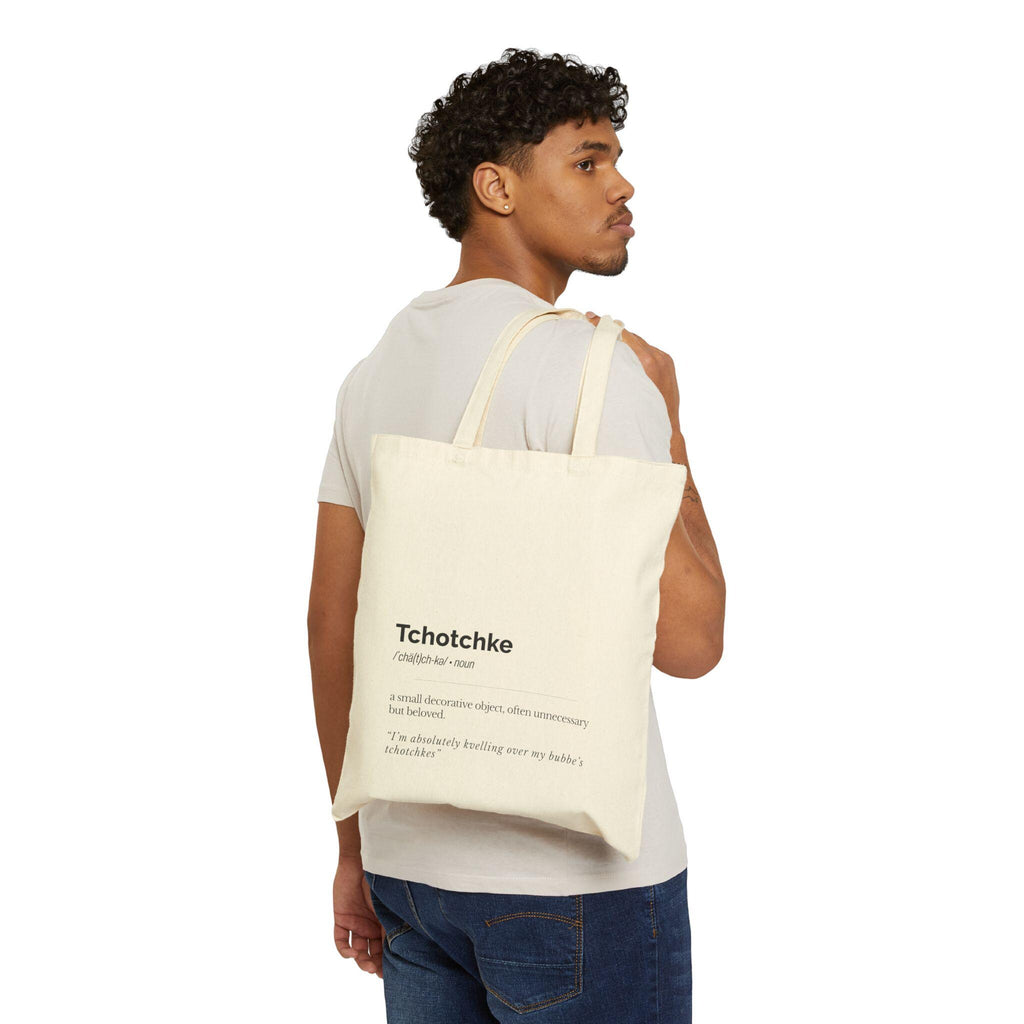Tchotchkes Definition Tote Bag Yiddish Canvas Market Bag, Jewish Humor Gift for Teacher Student, Eco Friendly Everyday Carry