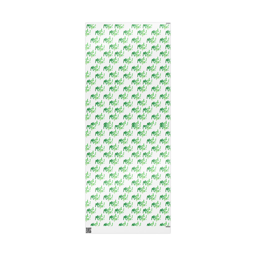White Green Mazel Tov Wrapping Paper, Modern Jewish Simcha Gift Wrap