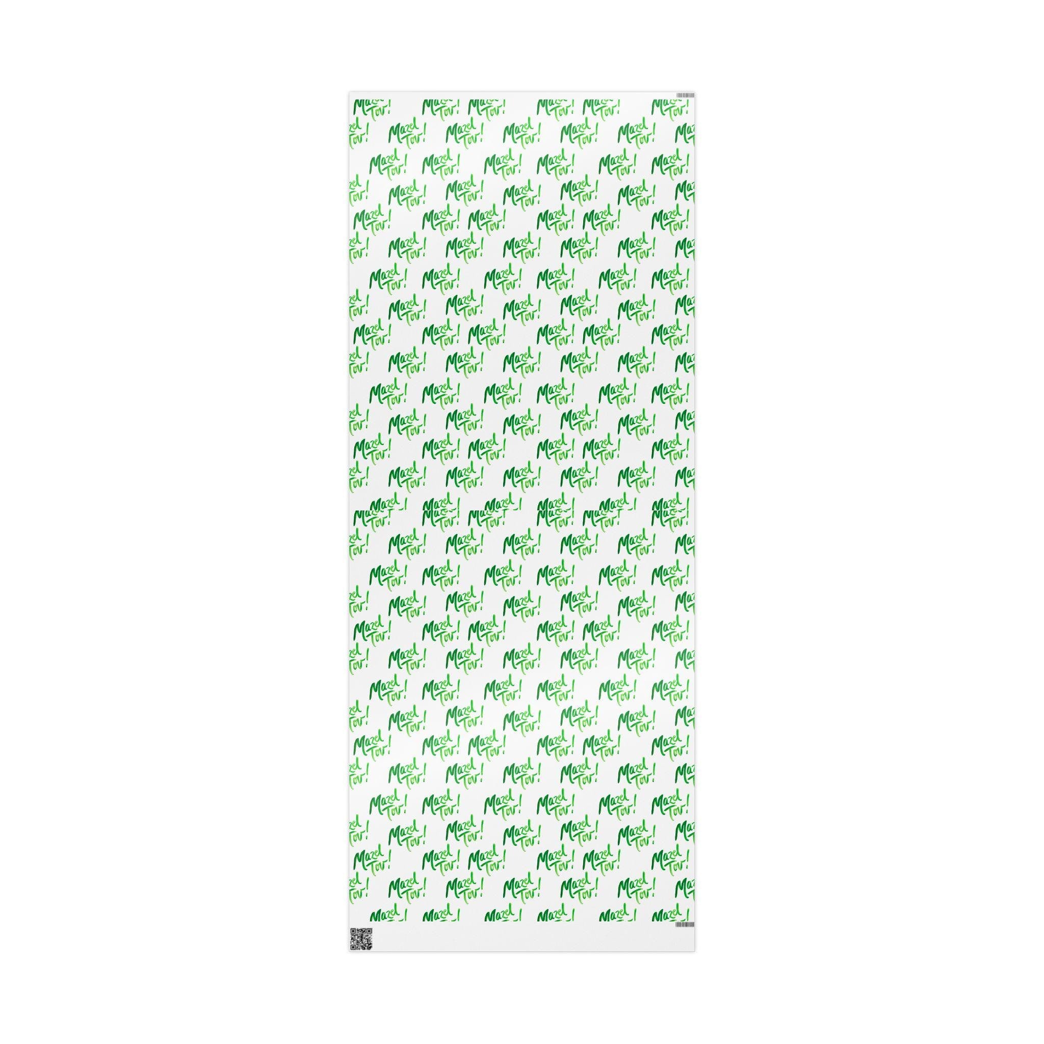 White Green Mazel Tov Wrapping Paper, Modern Jewish Simcha Gift Wrap