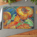 Georgia Peach Challah Board, Stained Glass Shabbat Plate, Southern Judaica (11x15)