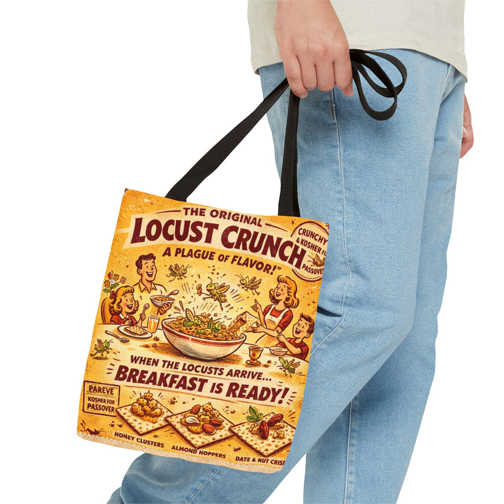 Passover Locust Crunch Vintage Ad Tote Bag, Retro Pesach Matzah Market Bag