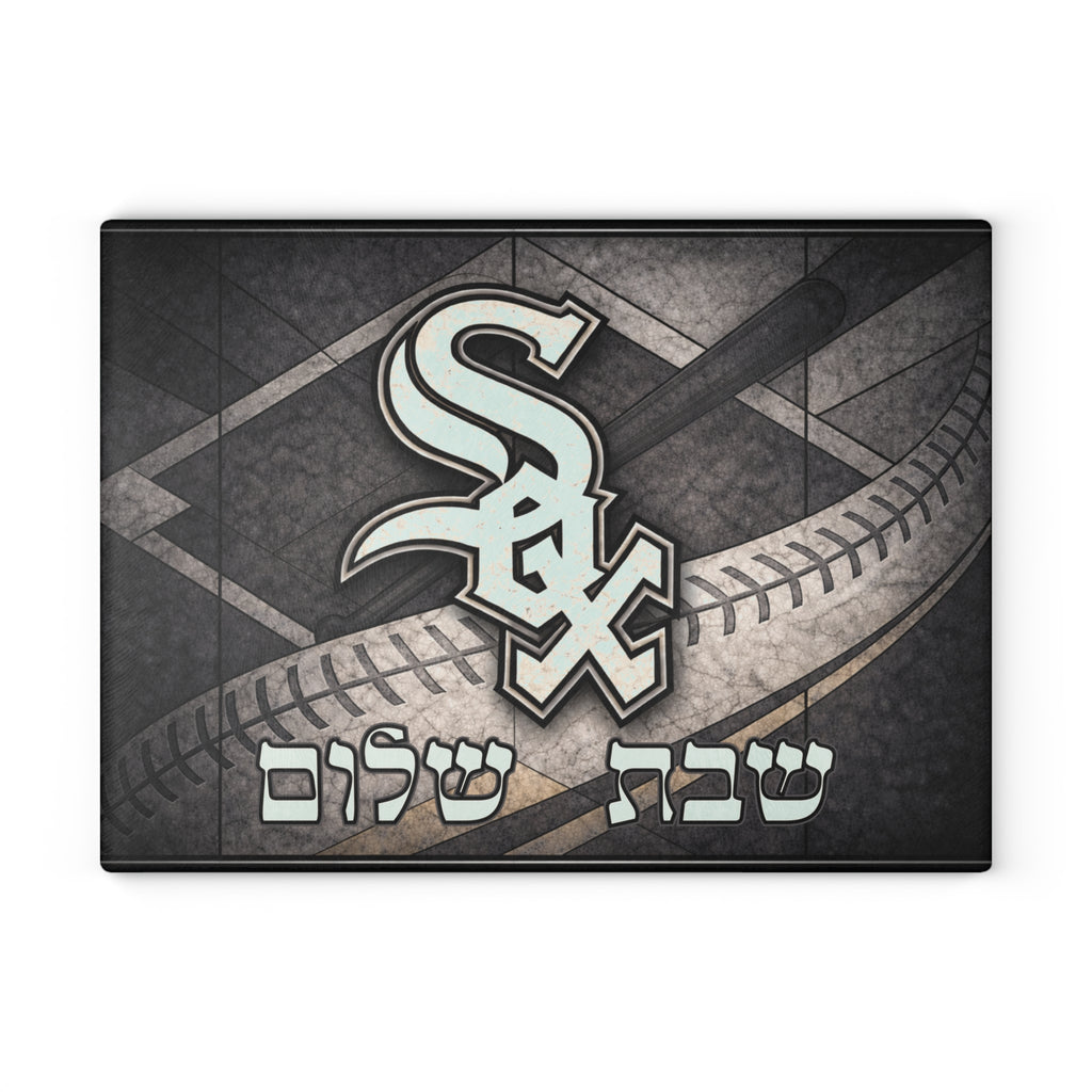 Chicago White Sox Challah Board, Stained Glass Shabbat Tray 15x11 Tempered Glass, Jewish Baseball Wedding Gift