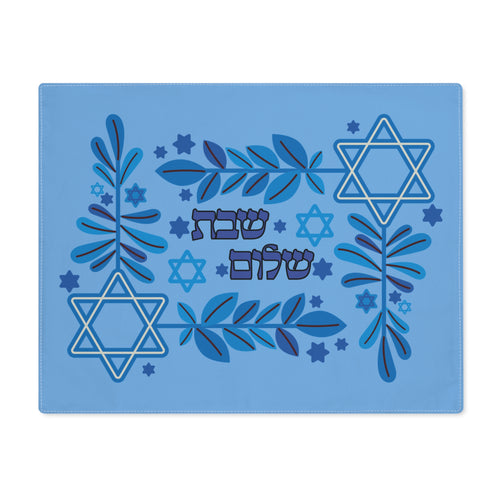 Blue Star of David Challah Cover | Artistic Jewish Judaica | Hebrew Shabbat Shalom Fabric Cover | Shabbat Table Decor
