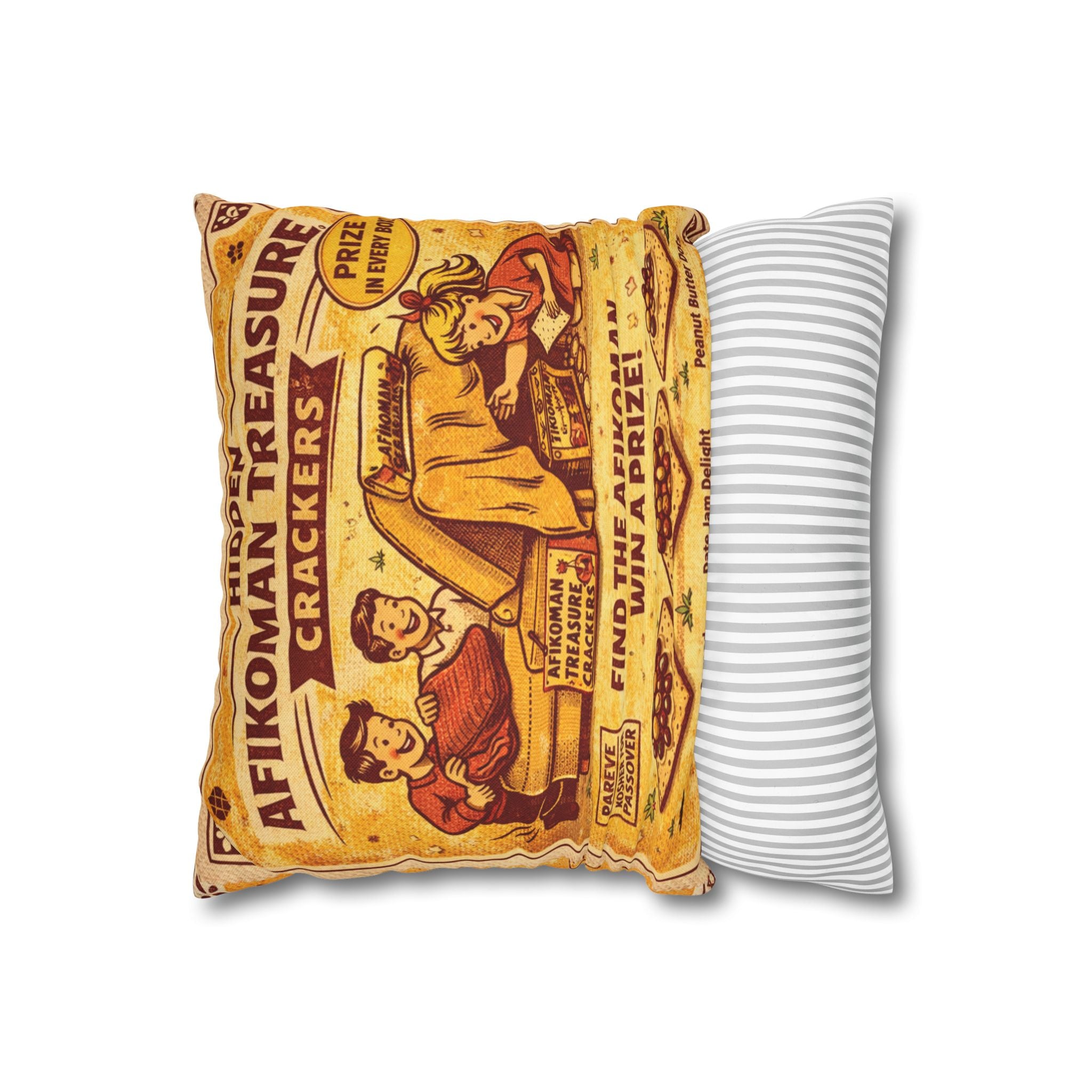 Passover Matzah afikomen Decorative Pillow Cover, Vintage Jewish Kitchen Art Cushion Case, Seder Hostess Gift, Holiday Home Decor