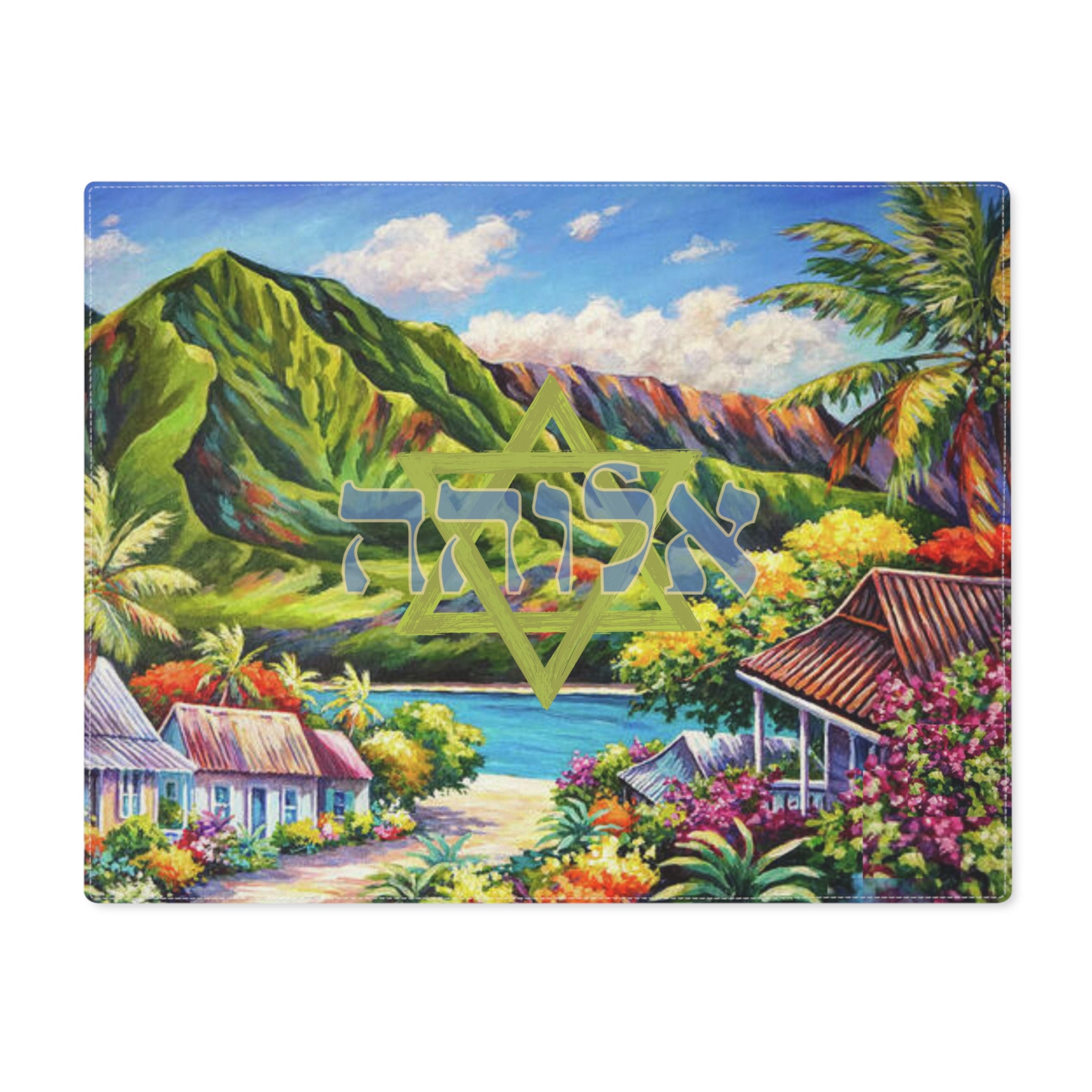 Aloha Hawaii Shabbat Shalom Challah Cover | Tropical Judaica | Hebrew Fabric Challah Cover | Shabbat Table Decor