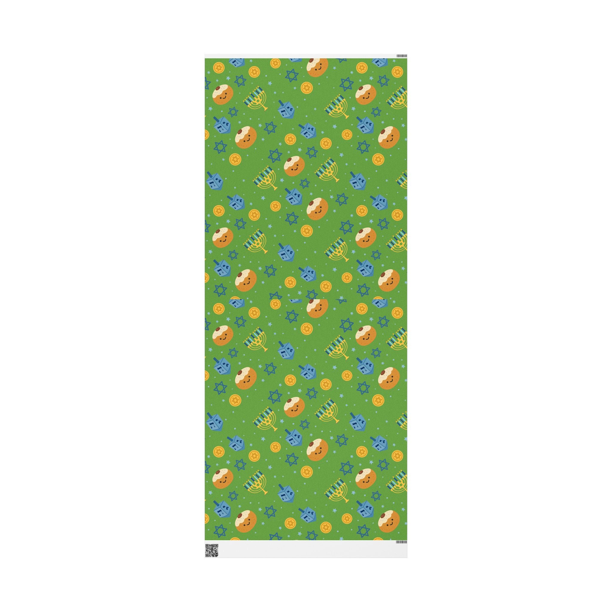 Green Hanukkah Wrapping Paper Roll, Jewish Gift Wrap for Hanukkah Decor, Modern Judaica Present Wrap, Hostess Gift Packaging