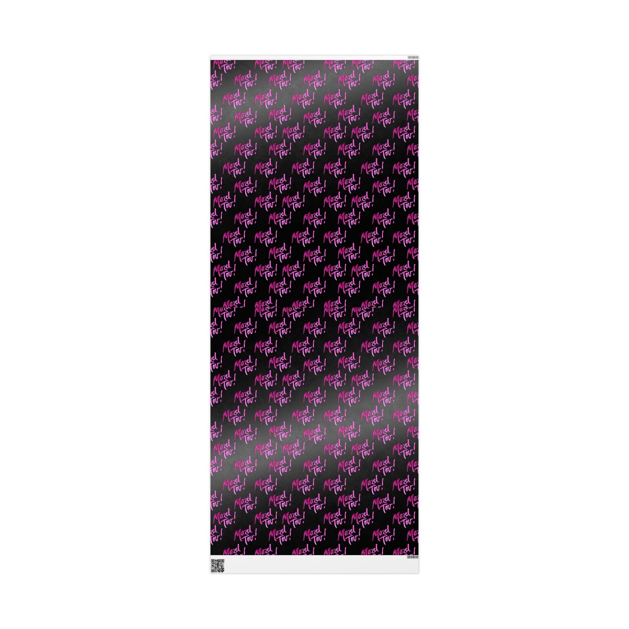 Black and Pink Mazel Tov Wrapping Paper Roll, Jewish Gift Wrap for Bat Mitzvah Baby Girl Naming Wedding, Modern Simcha Present Wrap
