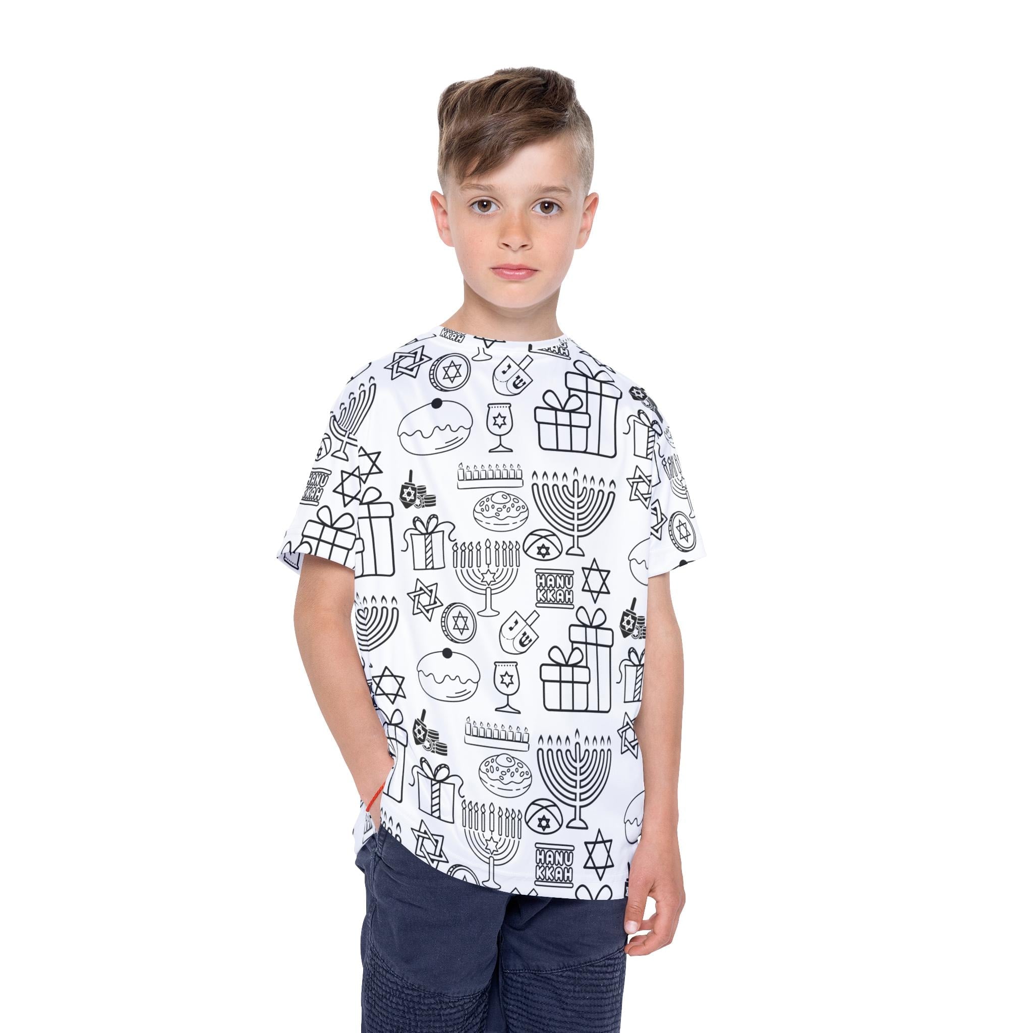 Color Your Own Hanukkah Pajama Pants, Kids Menorah Dreidel Lounge Pants