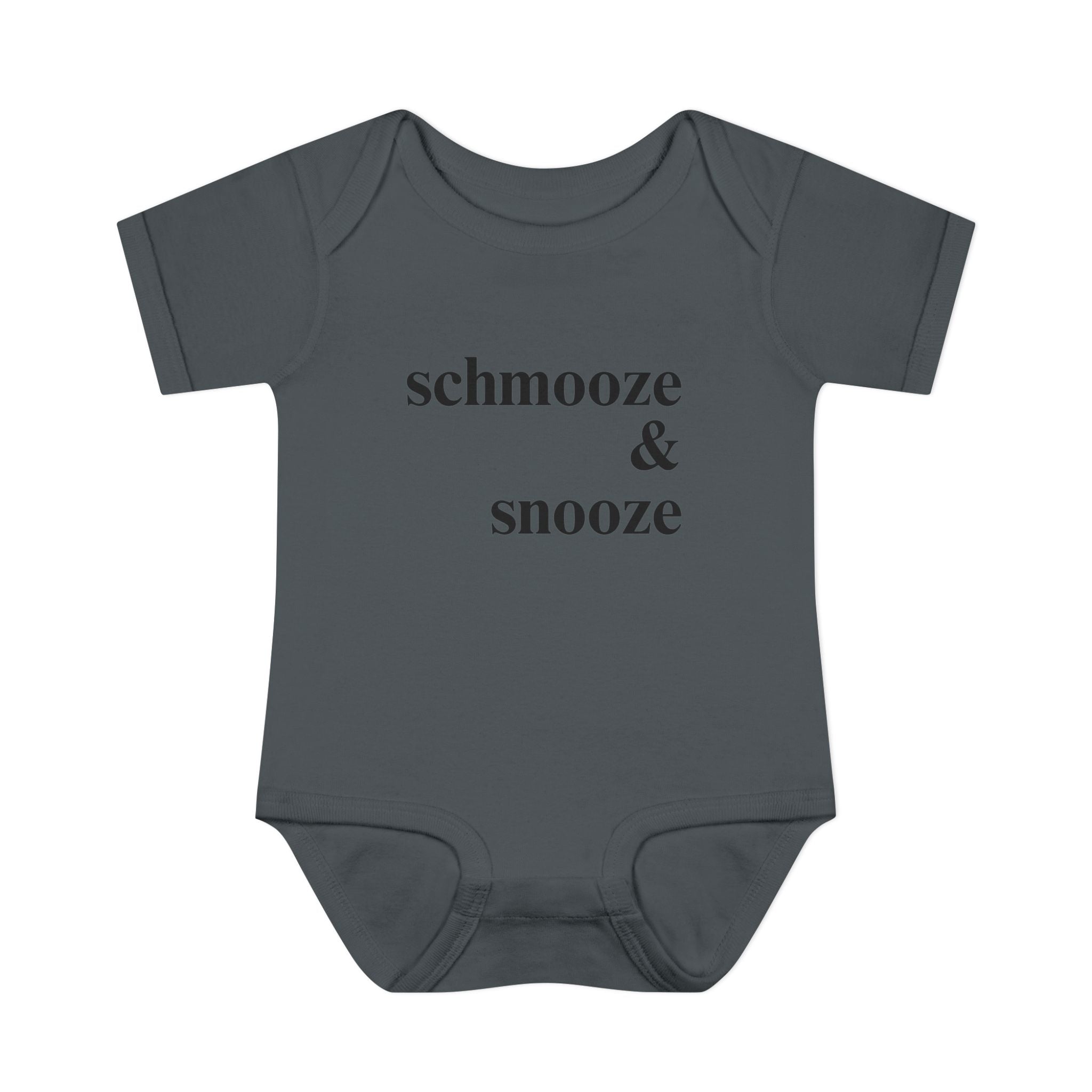 schmooze & snooze Infant Bodysuit | Minimal Script Baby Onesie