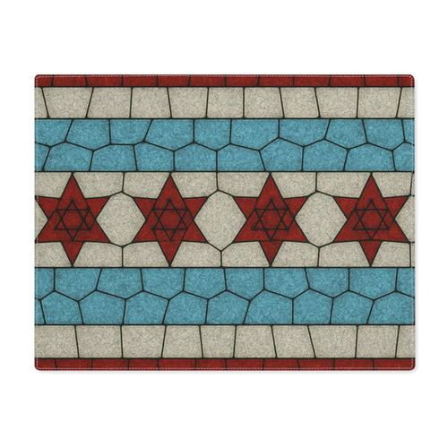 Chicago Flag Challah Cover with Stars of David | Shabbat Shalom Hebrew | Jewish Chicago Judaica | Fabric Cover