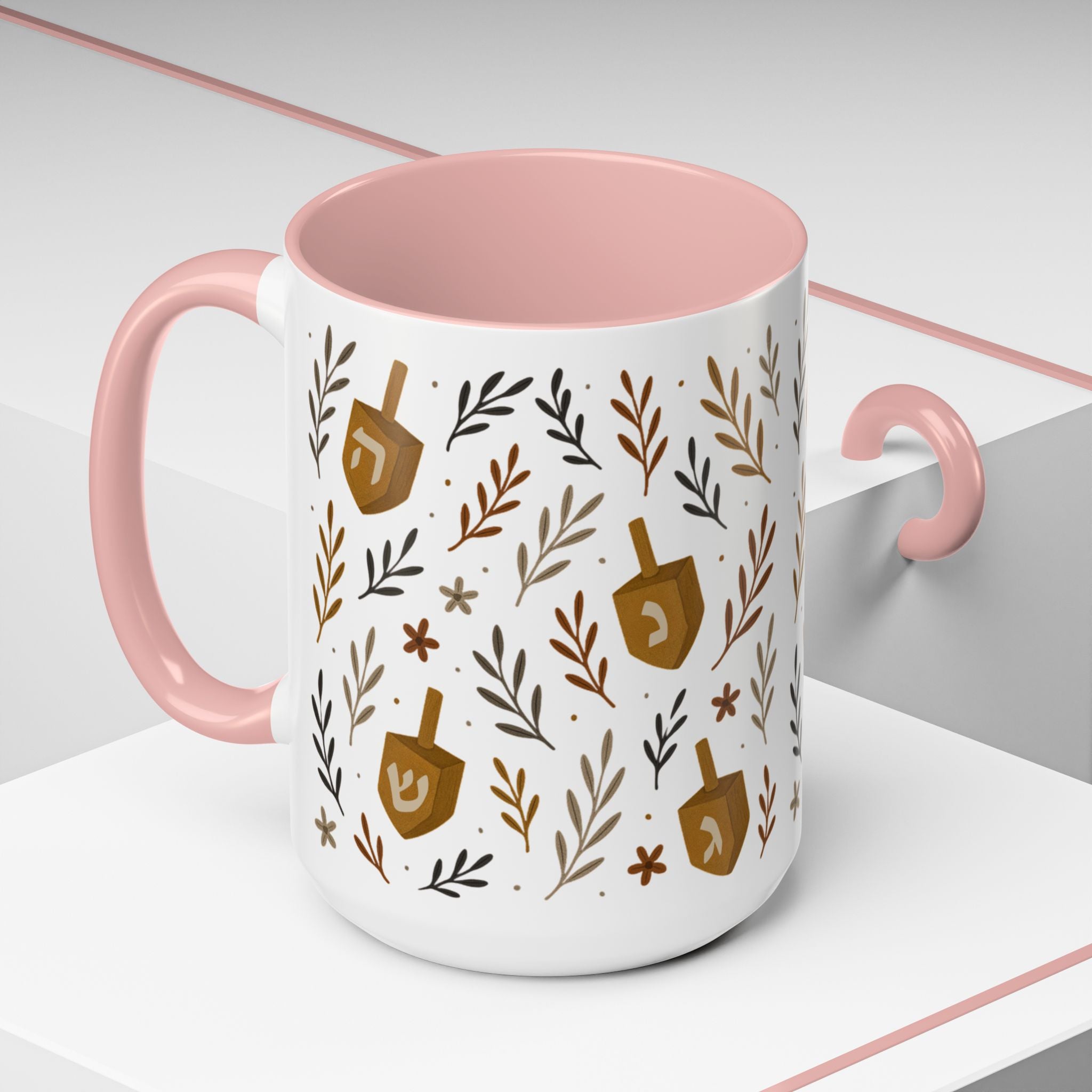 Hanukkah Coffee Mug Jewish Holiday Cup 11oz or 15oz, Festive Tea Cup Gift for Rabbi or Host