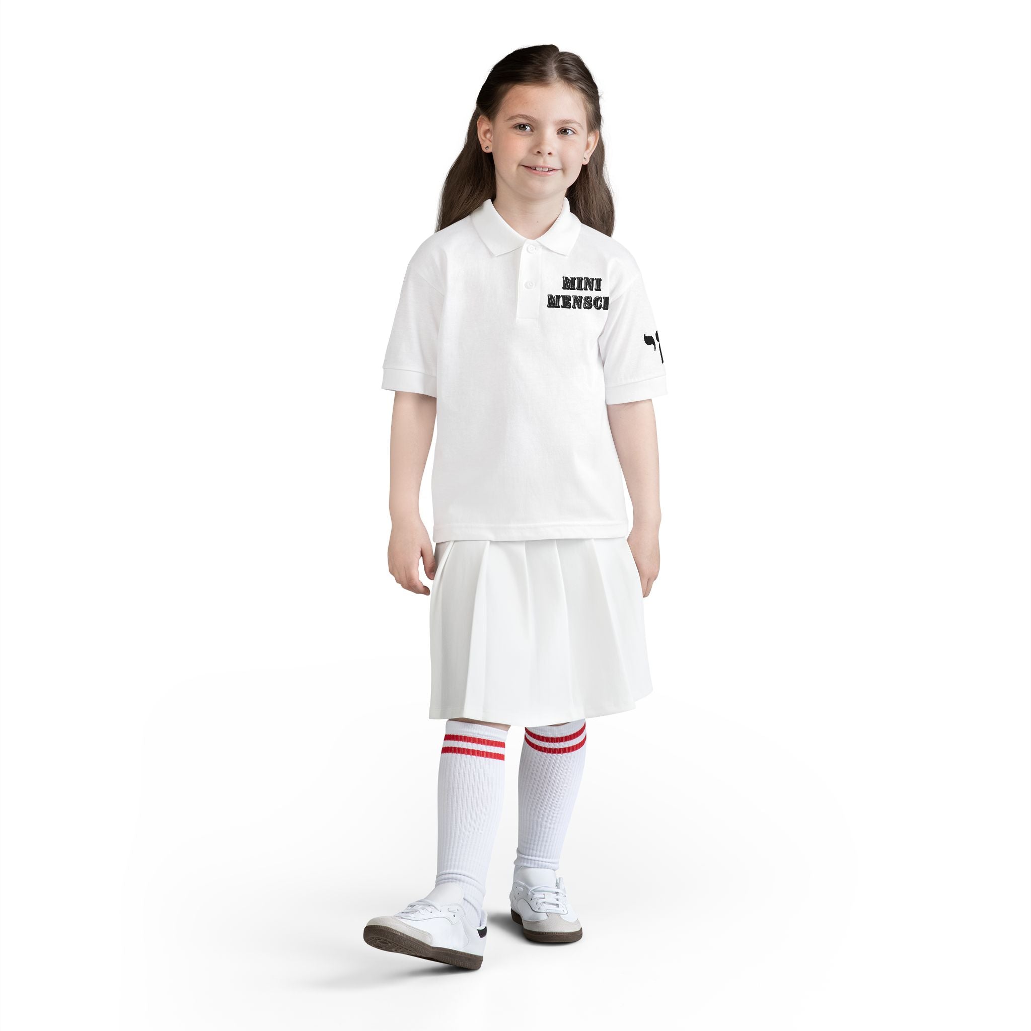 Mini Mensch Youth Polo Shirt Jewish Kids Gift, Hebrew Pride School Shirt, Bar Mitzvah Youth Outfit