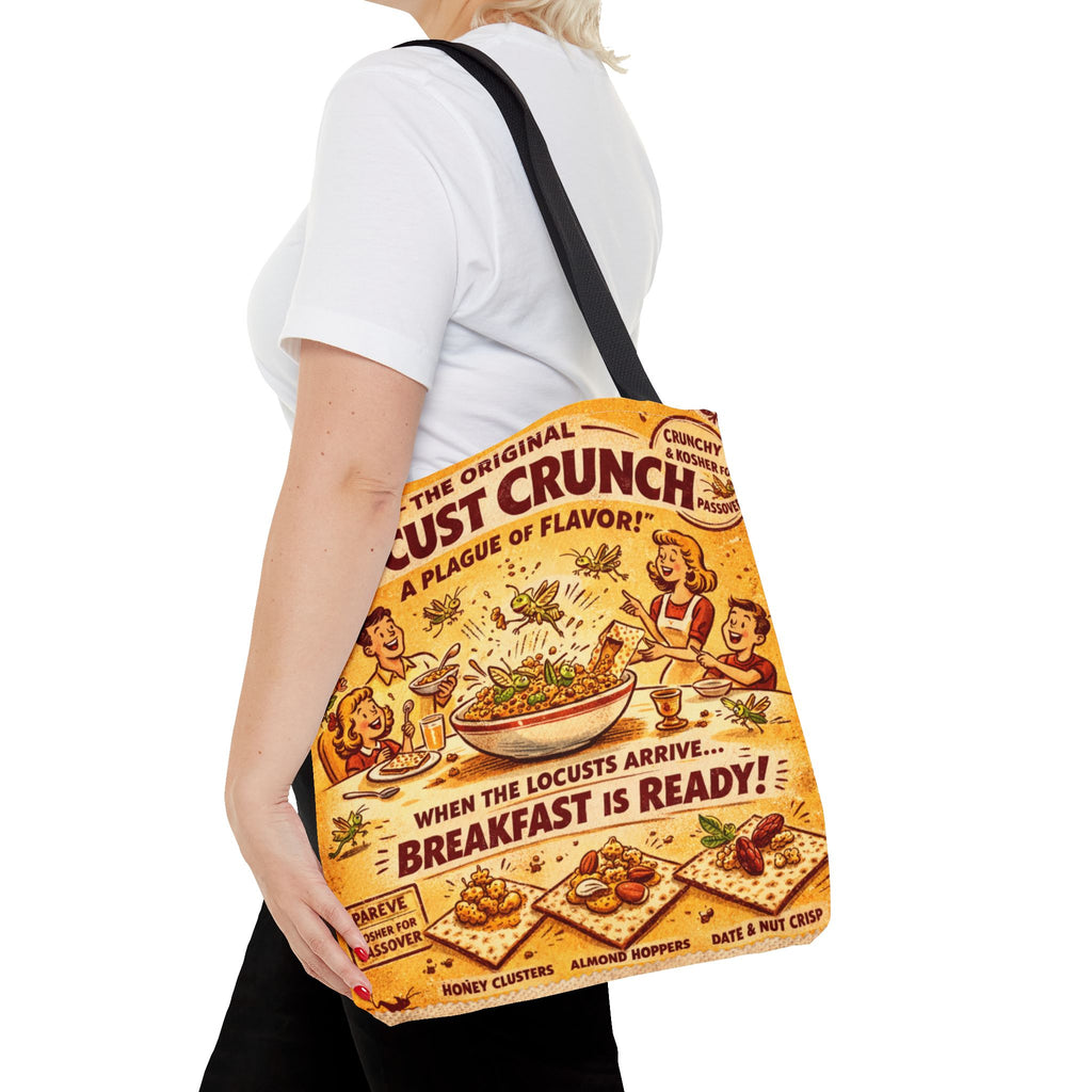 Passover Locust Crunch Vintage Ad Tote Bag, Funny Plague Matzah Market Tote, Retro Pesach Grocery Bag, Jewish Kitchen Gift