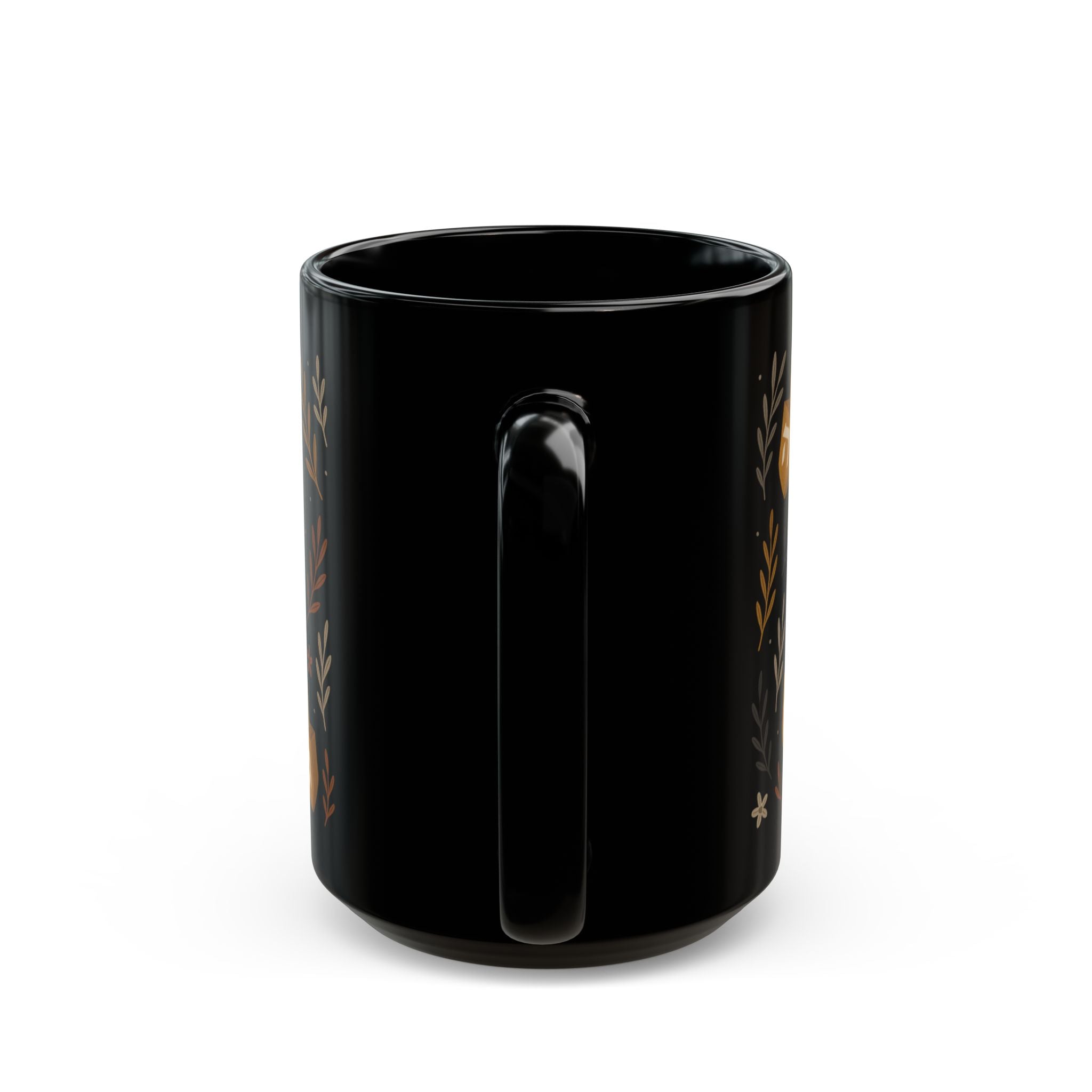 Jewish Dreidel Floral Mug Black Hanukkah Coffee Cup, 11oz or 15oz Ceramic Tea Mug Gift for Jewish Women