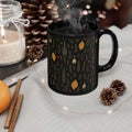 Jewish Sukkot Floral Mug Black Ceramic Coffee Cup, 11oz or 15oz Holiday Tea Mug Gift for Her