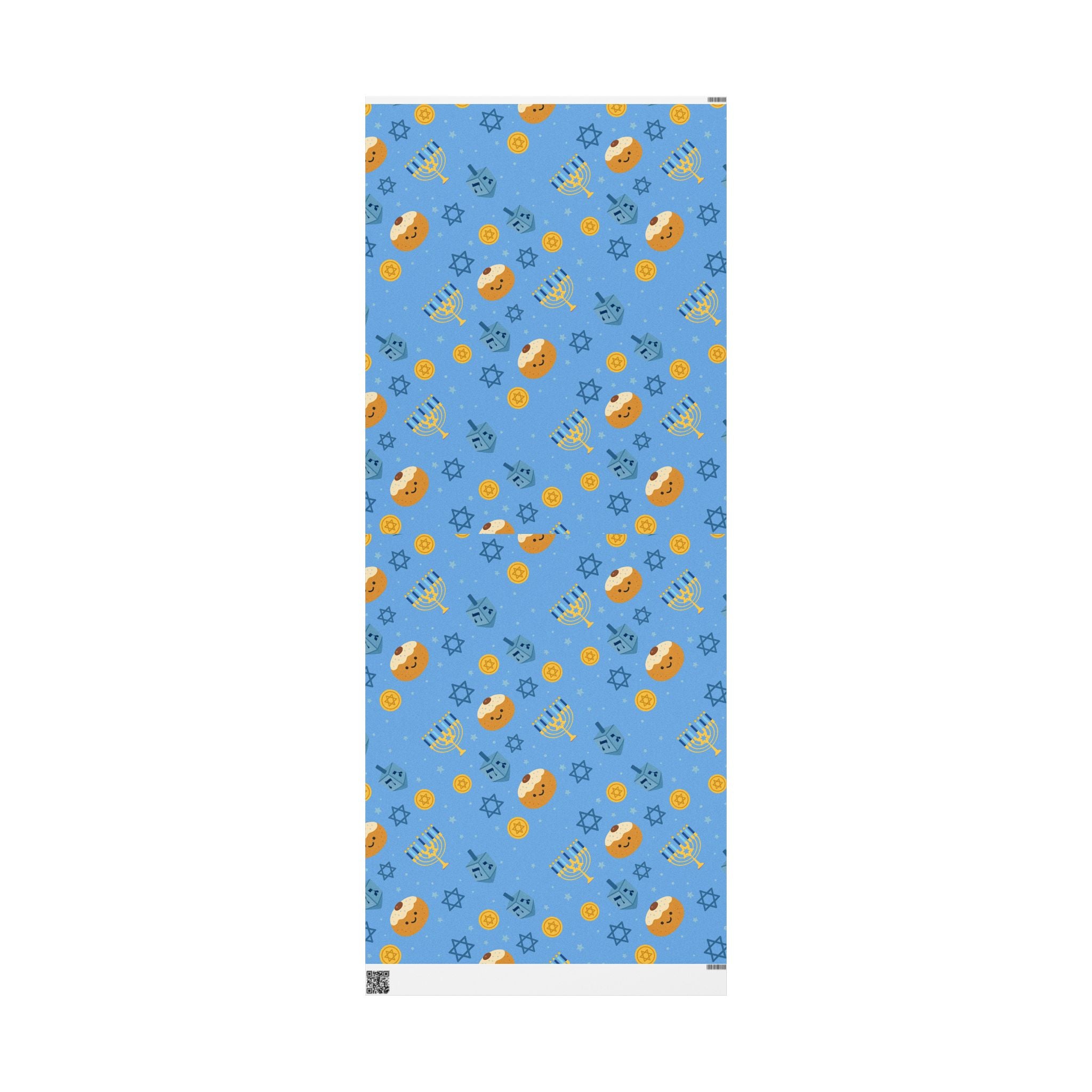 Blue Hanukkah Wrapping Paper Roll, Jewish Gift Wrap for Hanukkah Party Decor, Modern Judaica Present Wrap, Hostess Gift Packaging