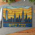 New York Skyline Challah Board 15x11 Tempered Glass Shabbat Tray, Manhattan Judaica Gift, Jewish Wedding or Housewarming Present