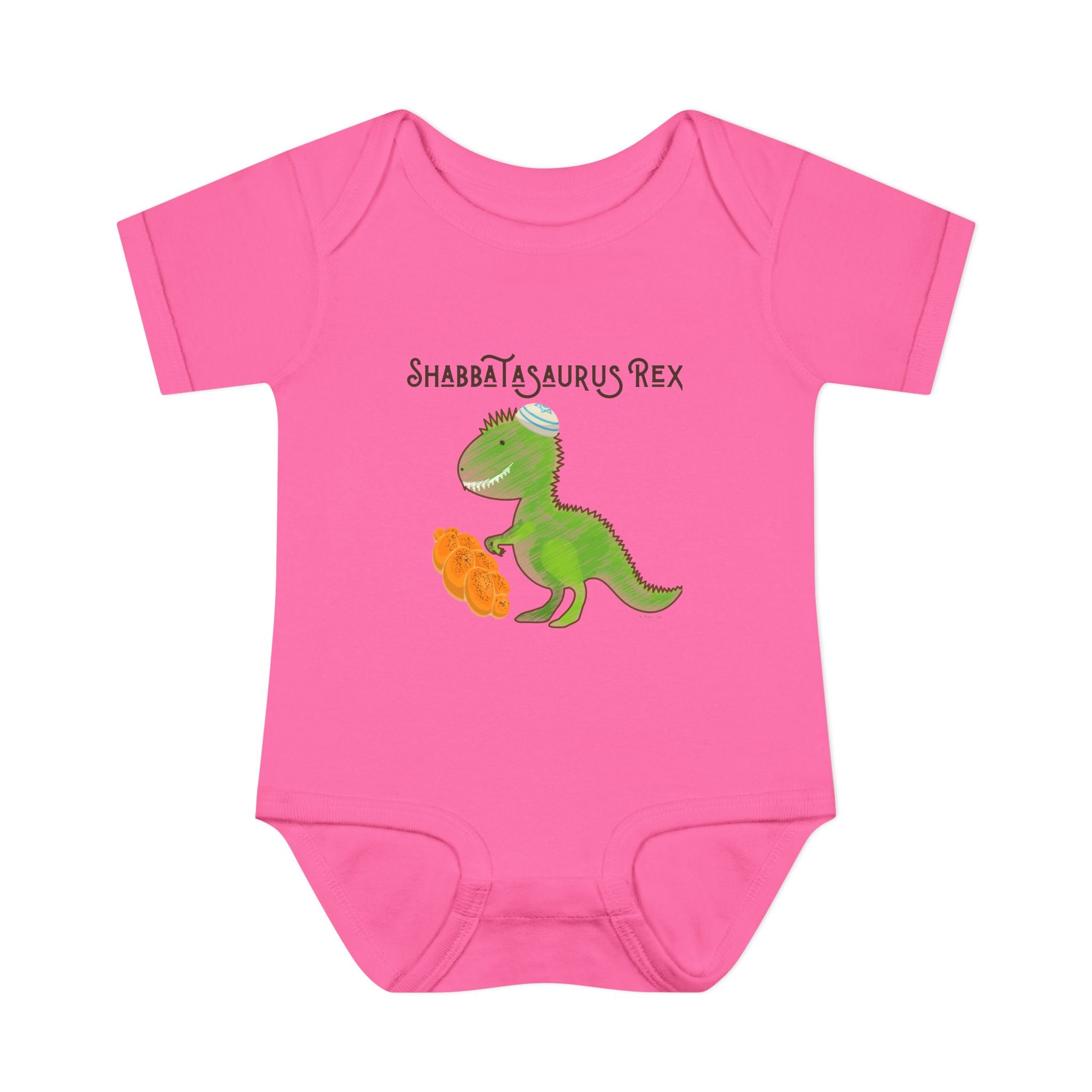 Shabbatasaurus Rex Infant Bodysuit | Dinosaur Shabbat Illustration