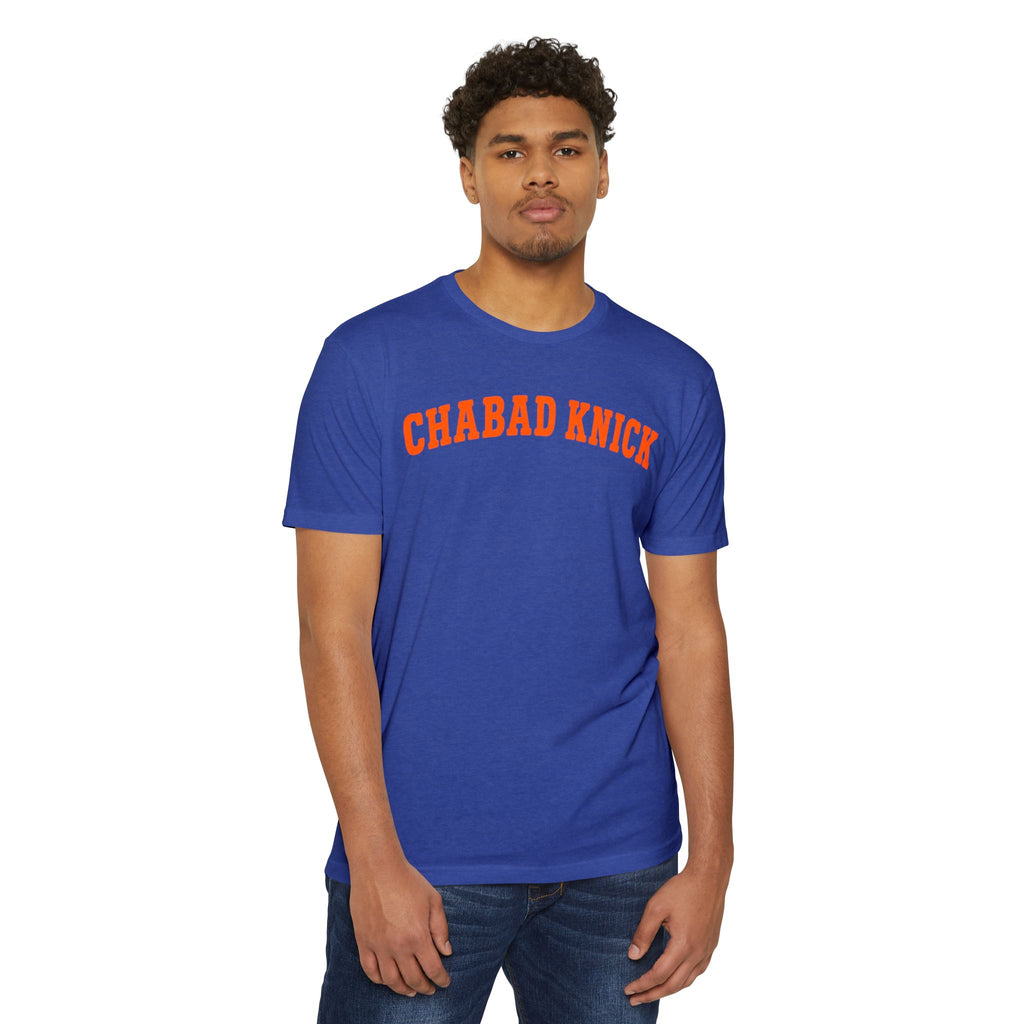 Chabad Knick T Shirt, Blue Orange Jewish Basketball Shirt, Chabadnik Gift Tee With 770 Back Print