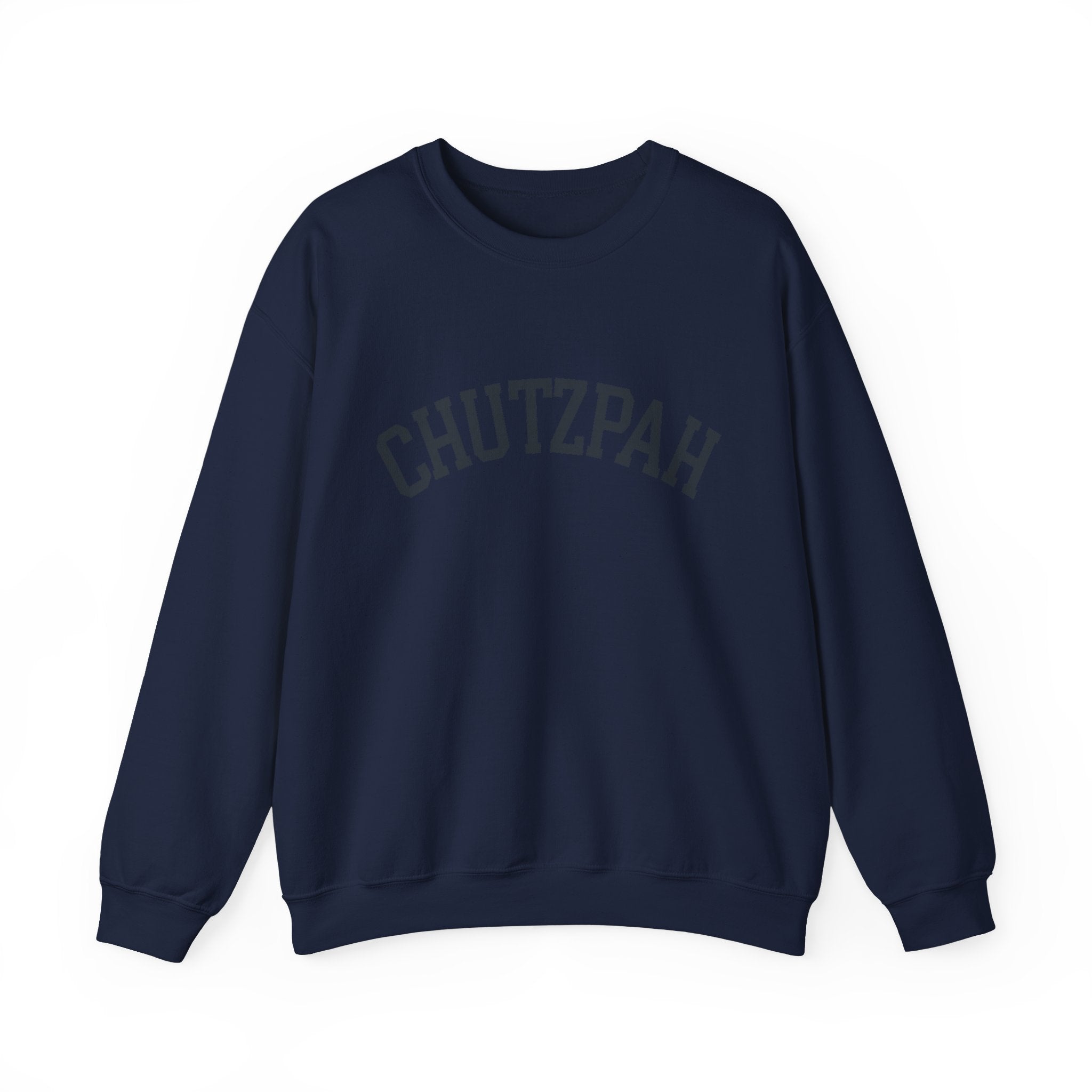 Chutzpah Sweatshirt White Crewneck, Yiddish Collegiate Lettering Jewish Pullover Gift