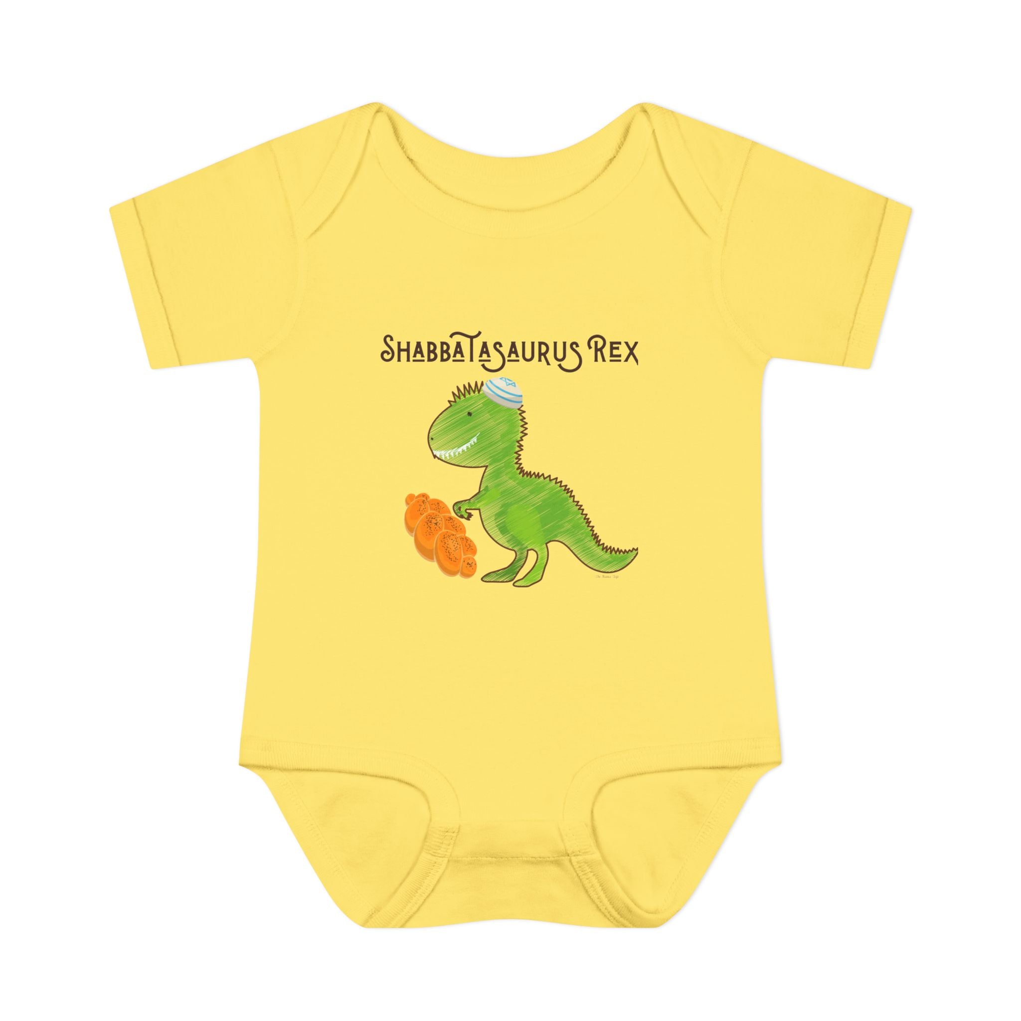 Shabbatasaurus Rex Infant Bodysuit | Dinosaur Shabbat Illustration