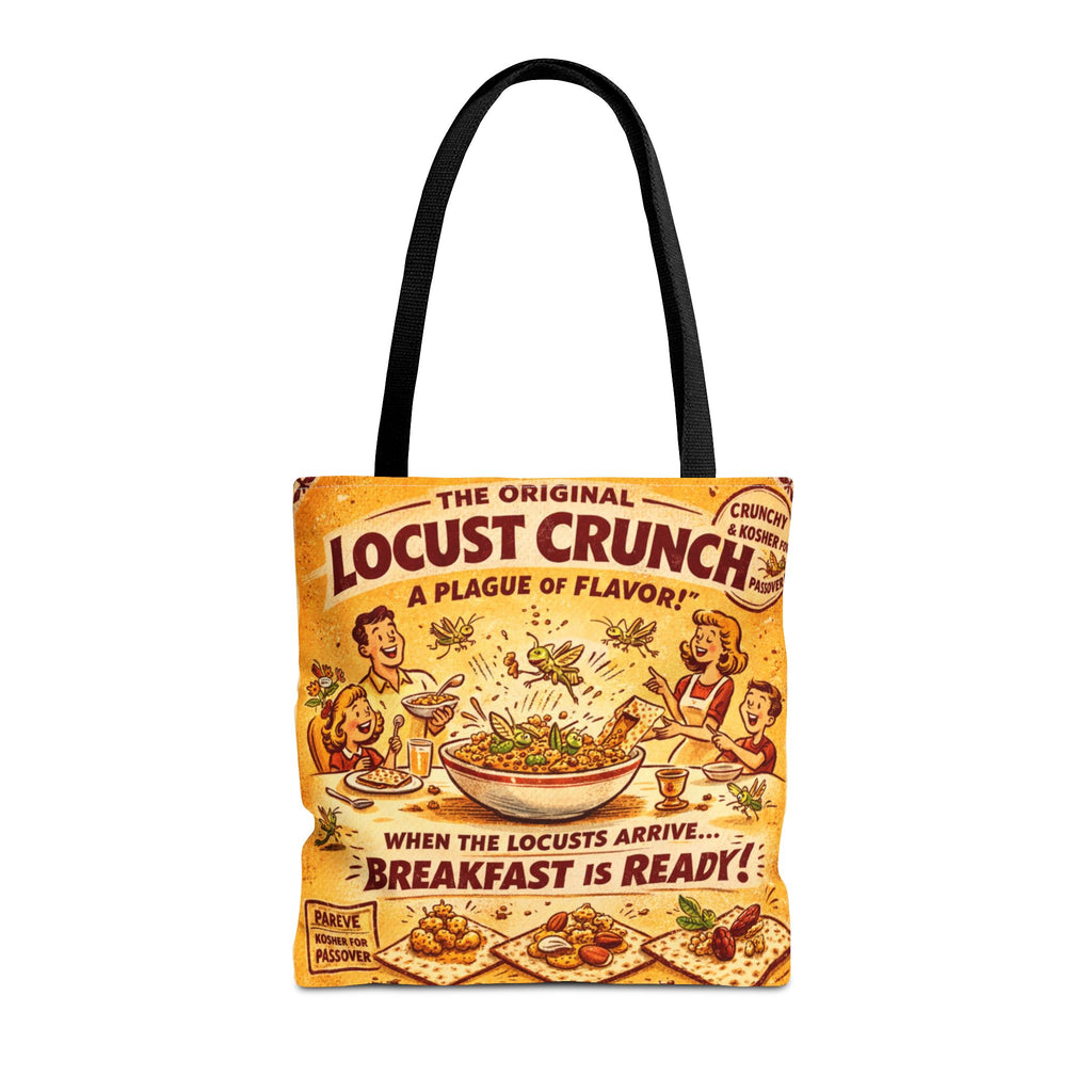 Passover Locust Crunch Vintage Ad Tote Bag, Funny Plague Matzah Market Tote, Retro Pesach Grocery Bag, Jewish Kitchen Gift
