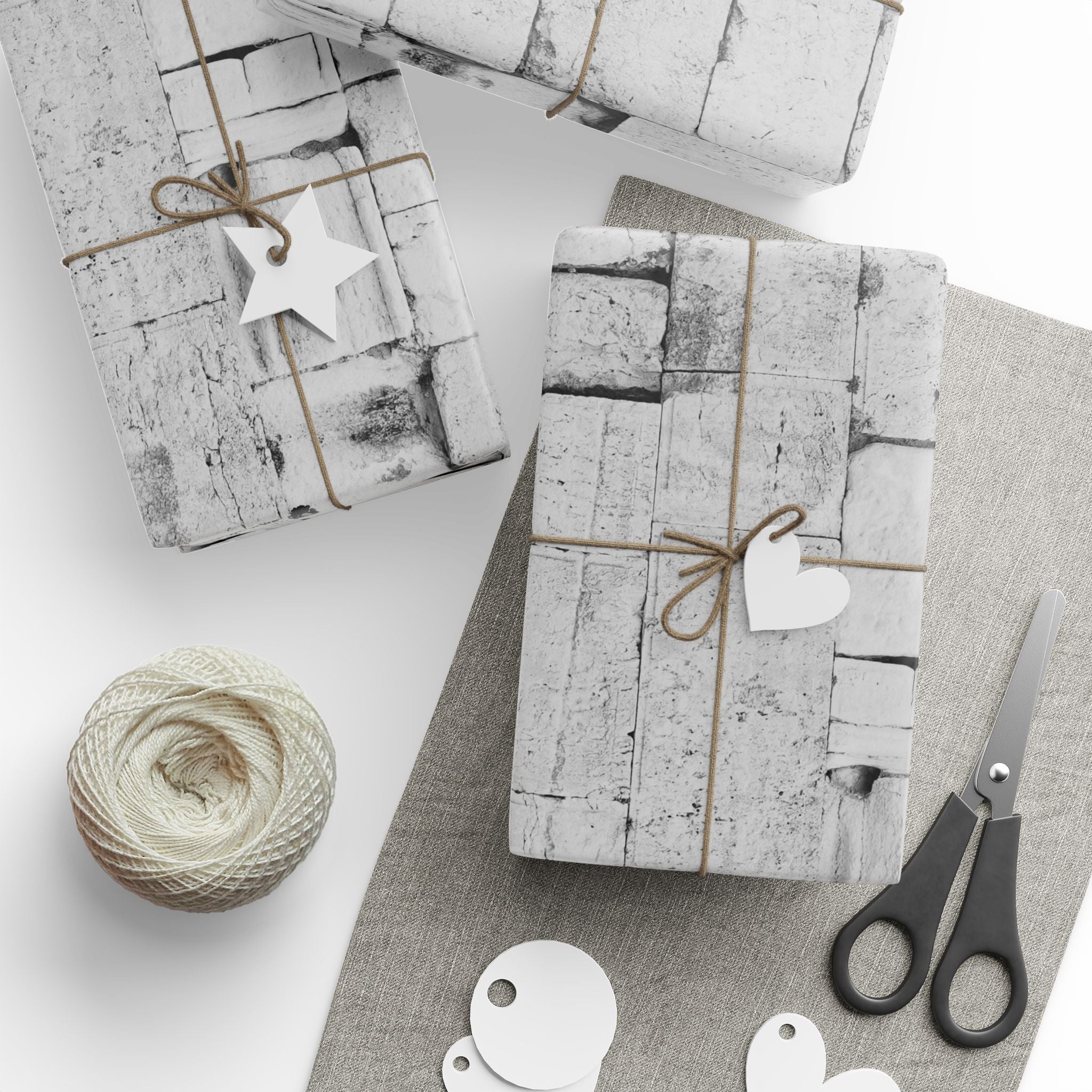 Western Wall Wrapping Paper Jewish Israel Gift Wrap, Black and White Judaica, Elegant Hanukkah Wedding Paper
