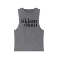Tikkun Olam Stone Wash Tank Top, Vintage Black Hebrew Tank, Jewish Ethical Values Summer Shirt