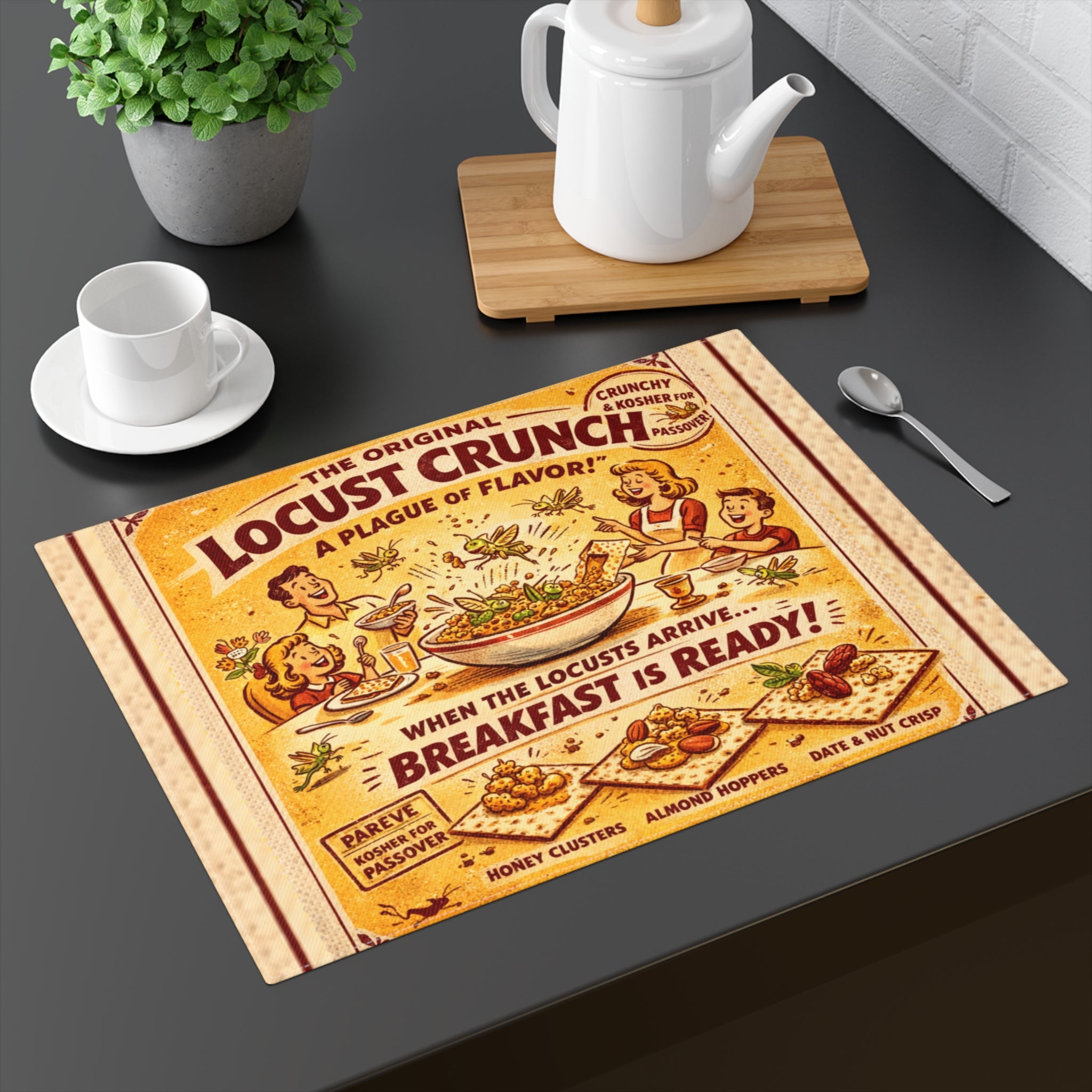 PASSOVER pesach locust crunch Passover Placemat, Funny Seder Table Mat, Pesach Decor
