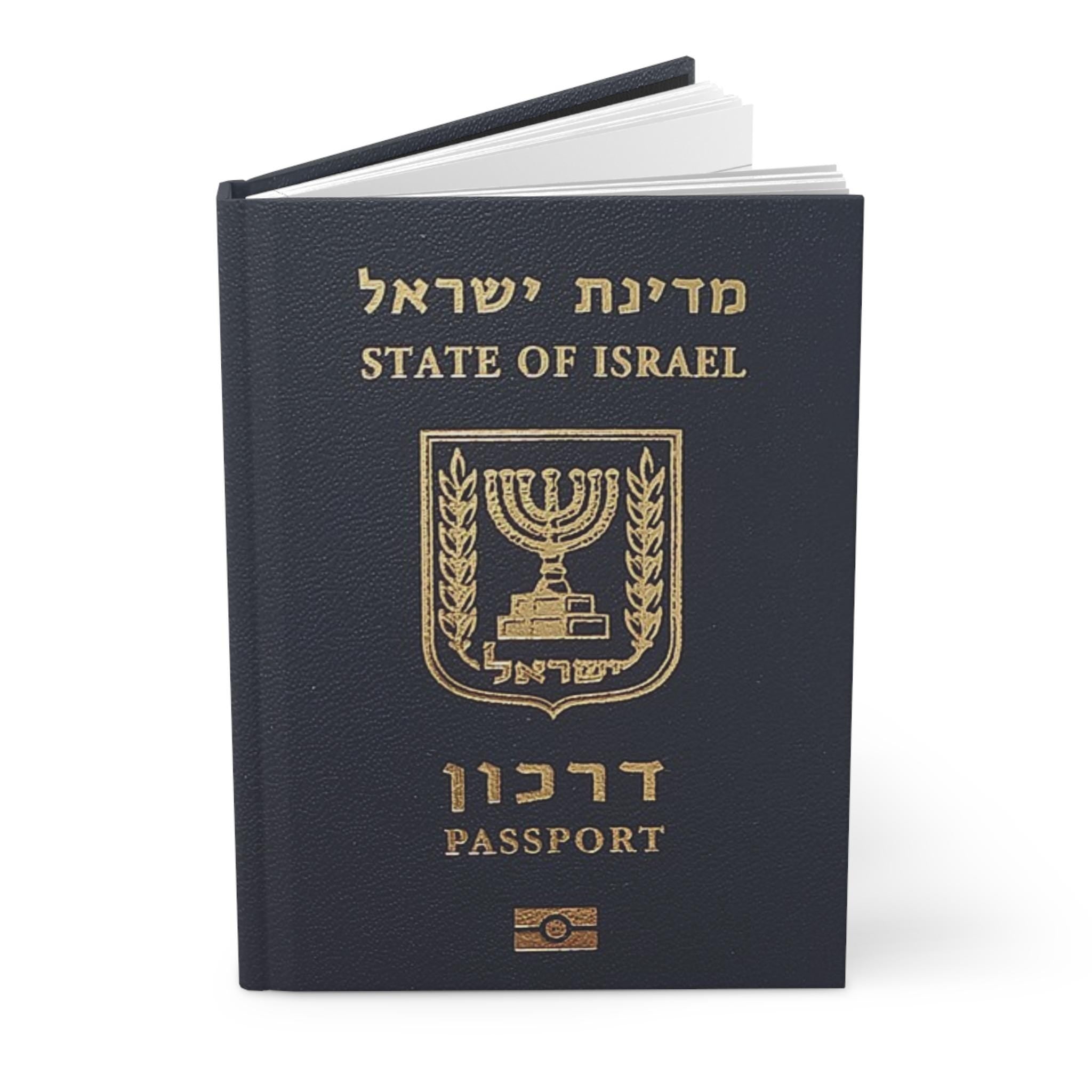 State of Israel Passport Journal Hardcover Notebook, Jewish Travel Diary with 150 Lined Pages