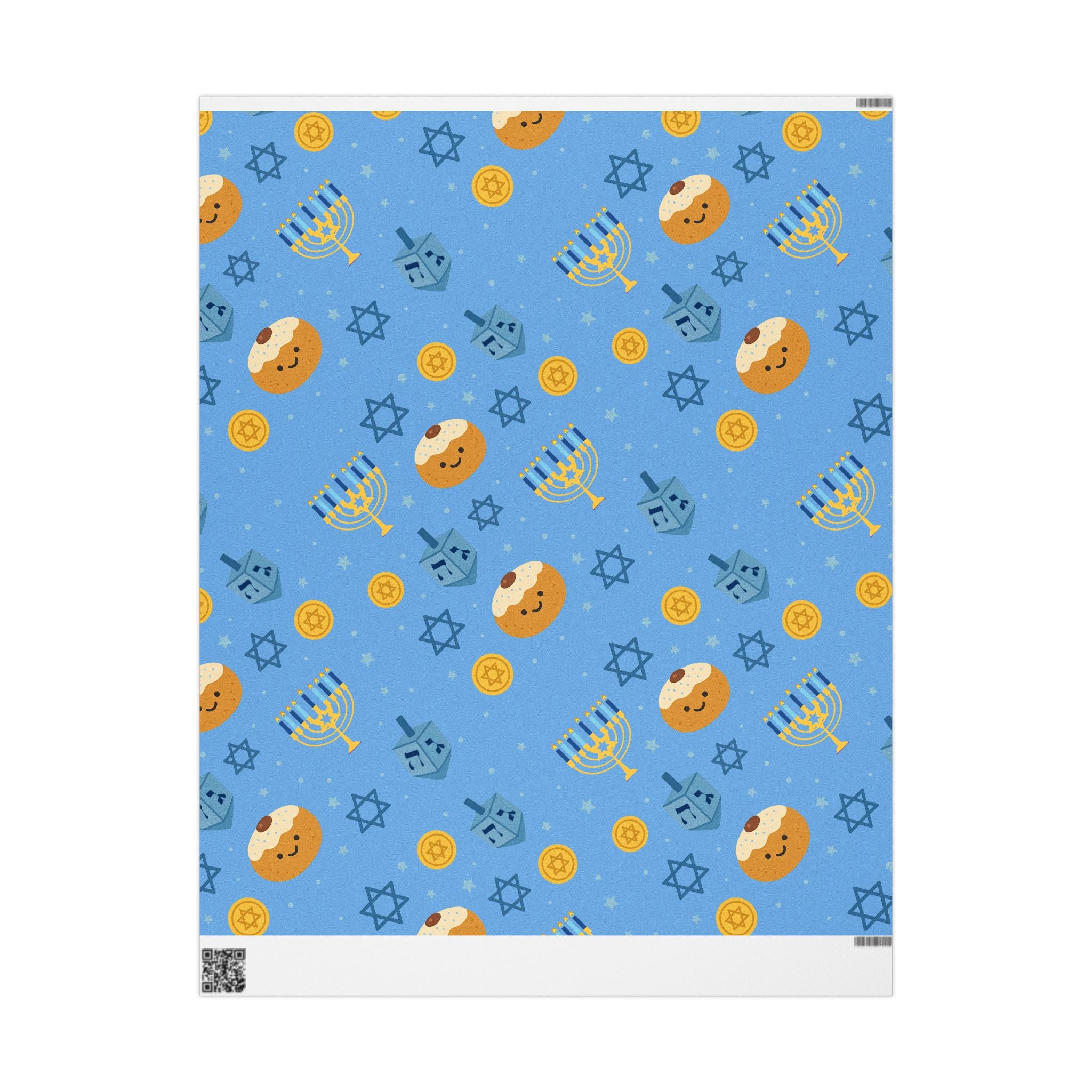 Blue Hanukkah Wrapping Paper Roll, Jewish Gift Wrap for Hanukkah Party Decor, Modern Judaica Present Wrap, Hostess Gift Packaging