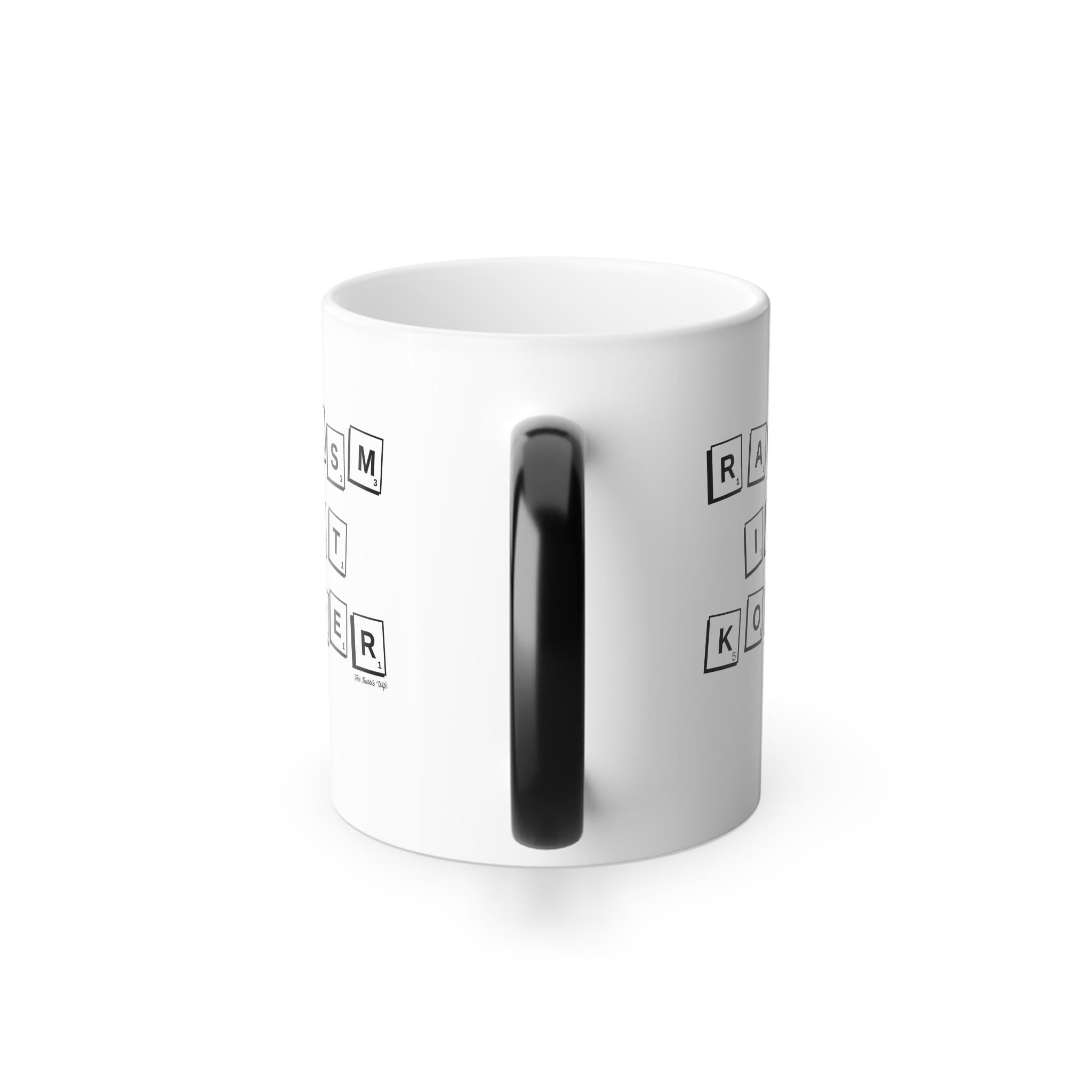 Racism Isn't Kosher Color Changing Mug, Modern Judaica Hanukkah Gift
