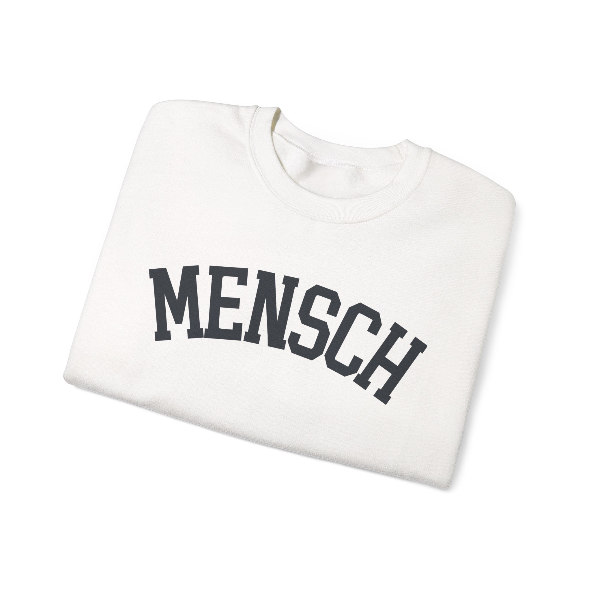 Mensch Sweatshirt Yiddish Collegiate Crewneck, Jewish Kindness Pullover Gift