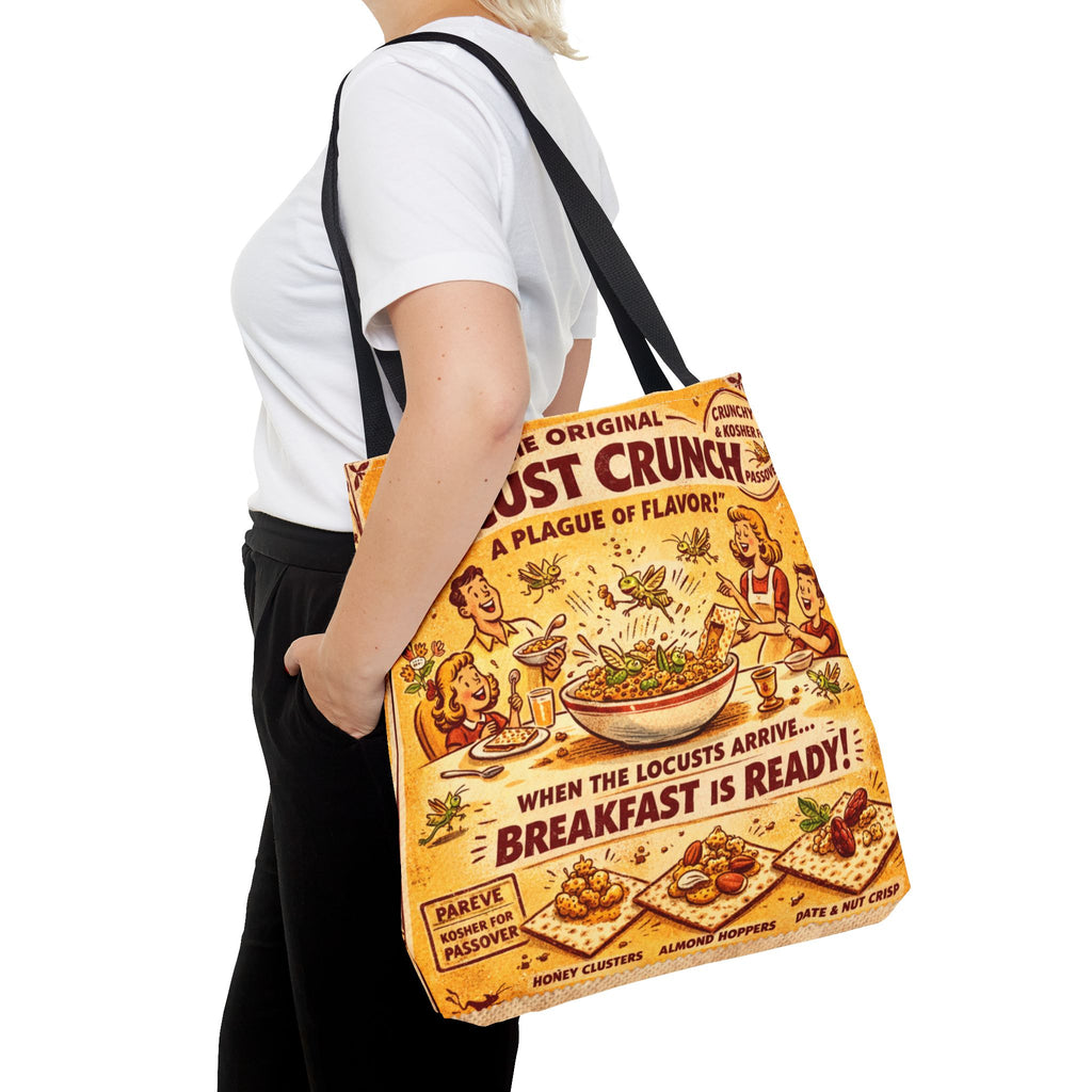 Passover Locust Crunch Vintage Ad Tote Bag, Funny Plague Matzah Market Tote, Retro Pesach Grocery Bag, Jewish Kitchen Gift