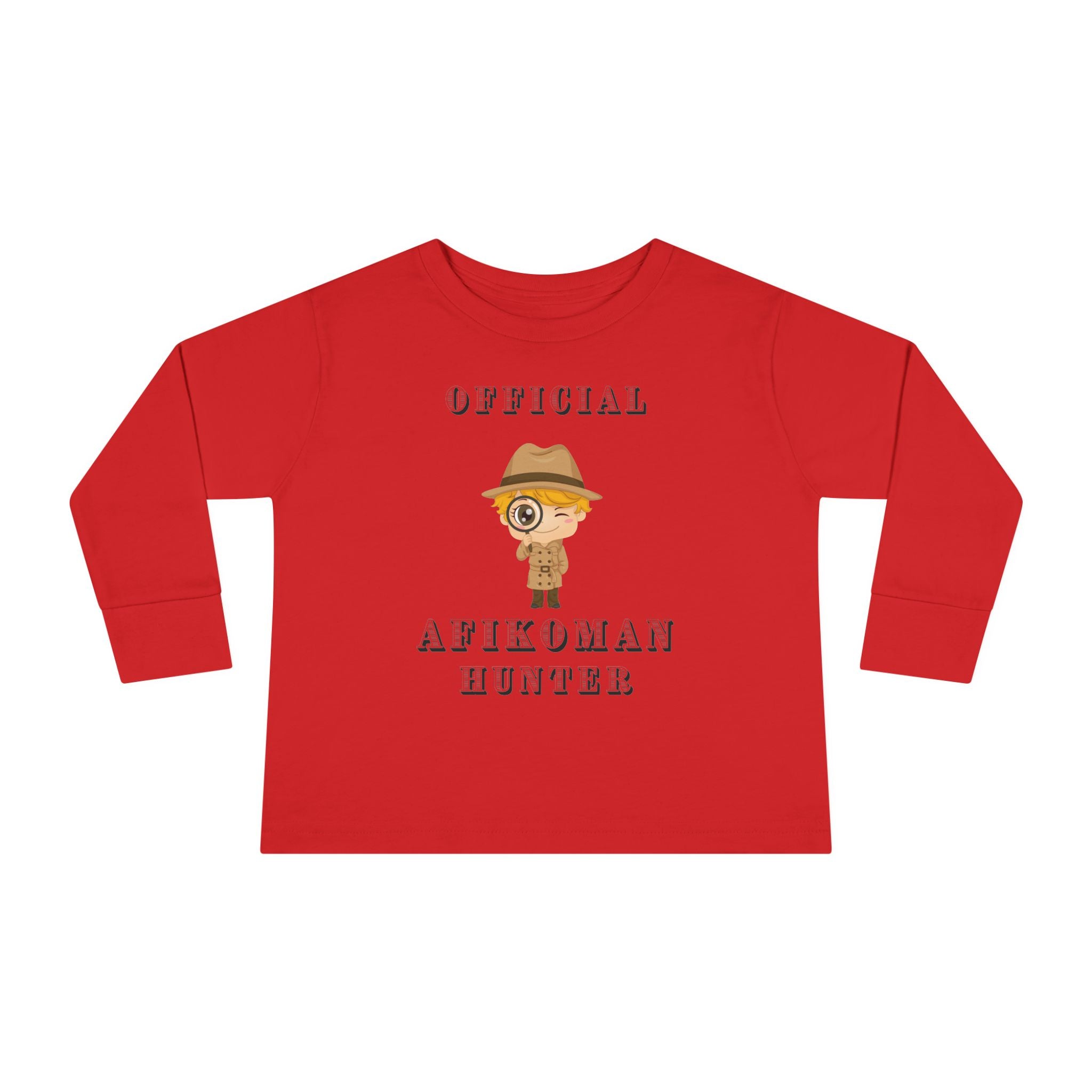Afikomen Hunter Toddler Long Sleeve Tee, Passover Kids Shirt, Pesach Toddler Outfit, Jewish Holiday Gift girl