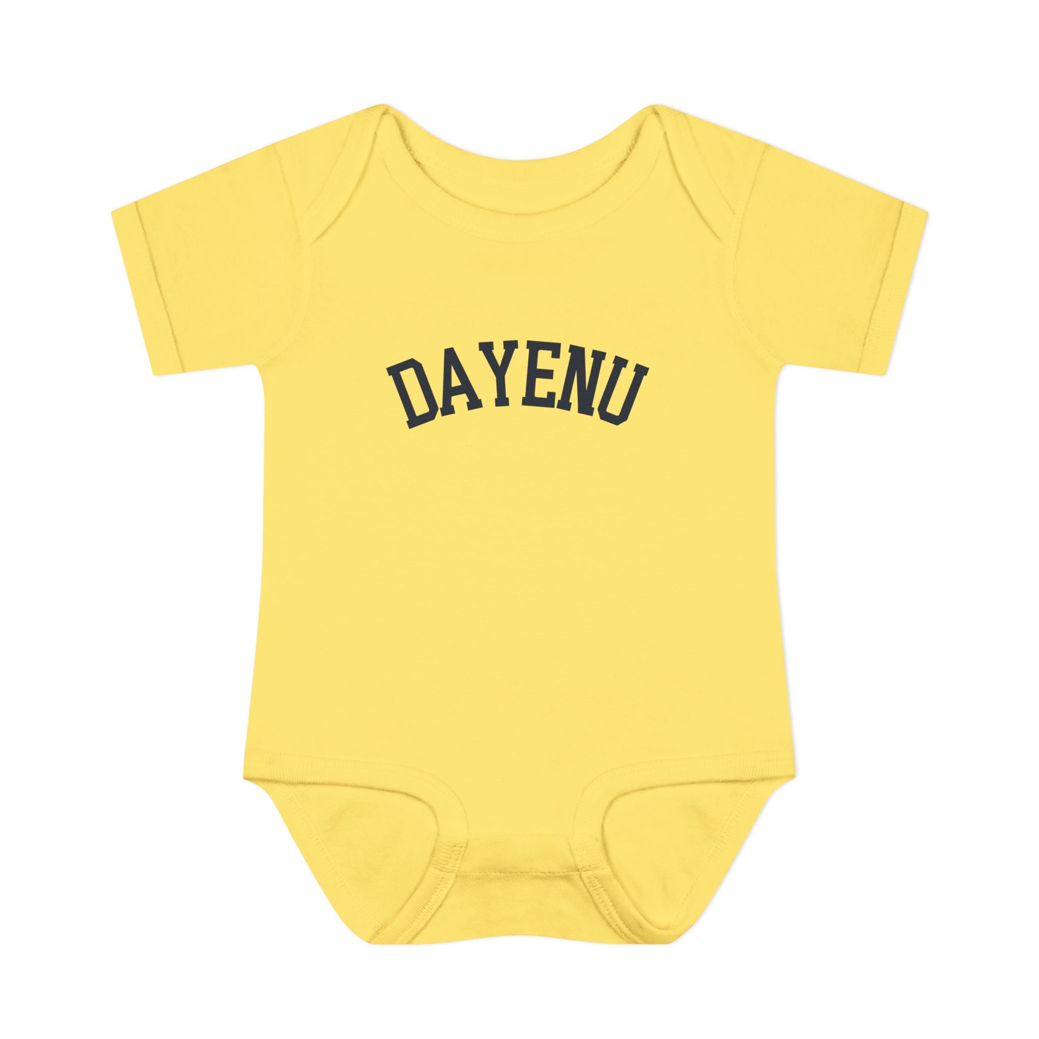 Dayenu Baby Bodysuit, Passover Infant Outfit, Pesach Baby Gift, Arched Hebrew Wordmark Onesie, Jewish Newborn Seder Outfit