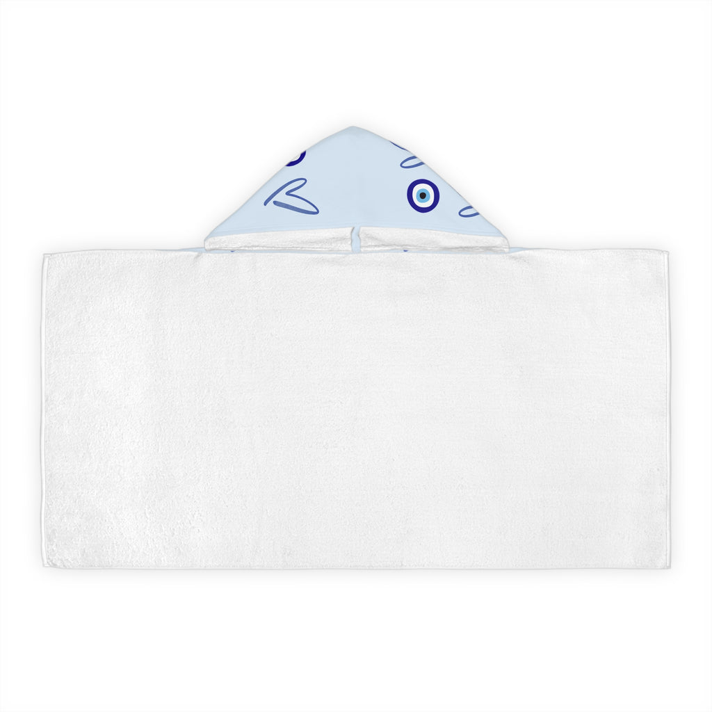 Jewish Evil Eye Hooded Towel for Kids, blue Heart Bath Towel, Pool Beach Towel, Jewish Baby Gift,  Swim Towel