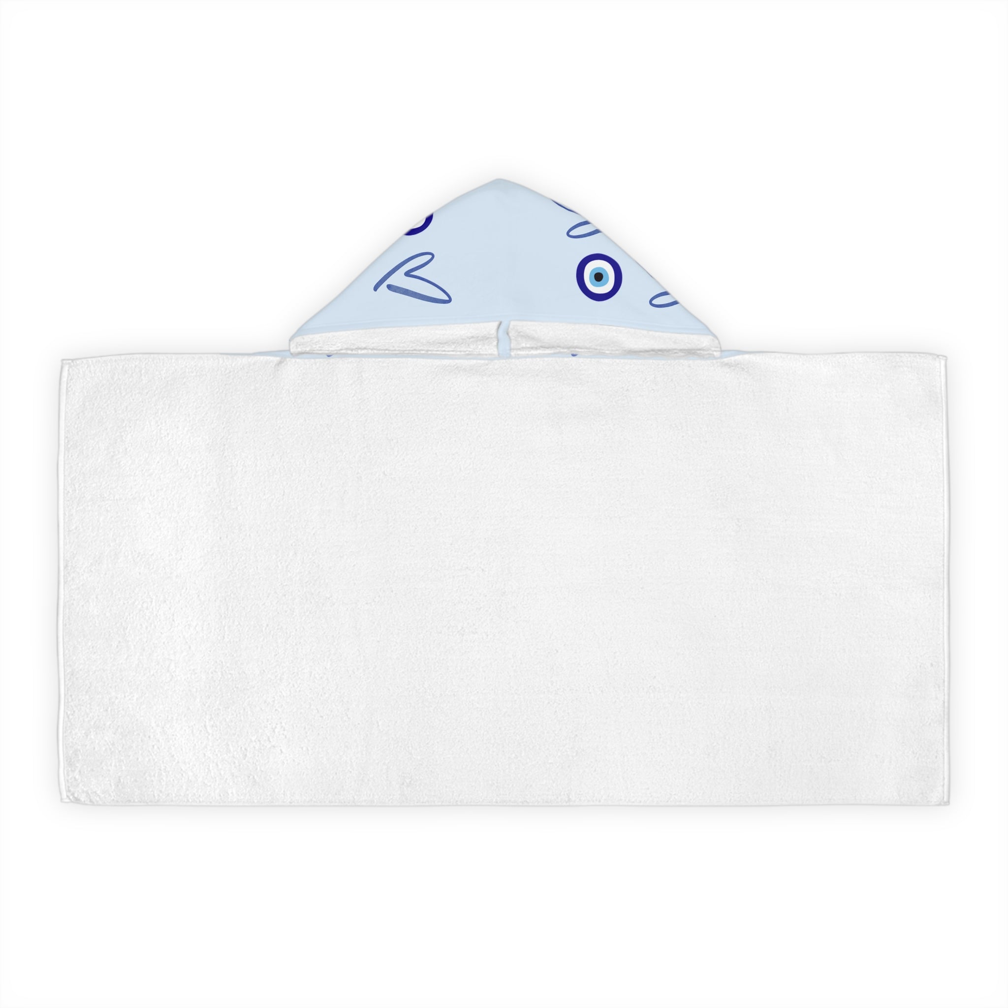Jewish Evil Eye Hooded Towel for Kids, blue Heart Bath Towel, Pool Beach Towel, Jewish Baby Gift,  Swim Towel