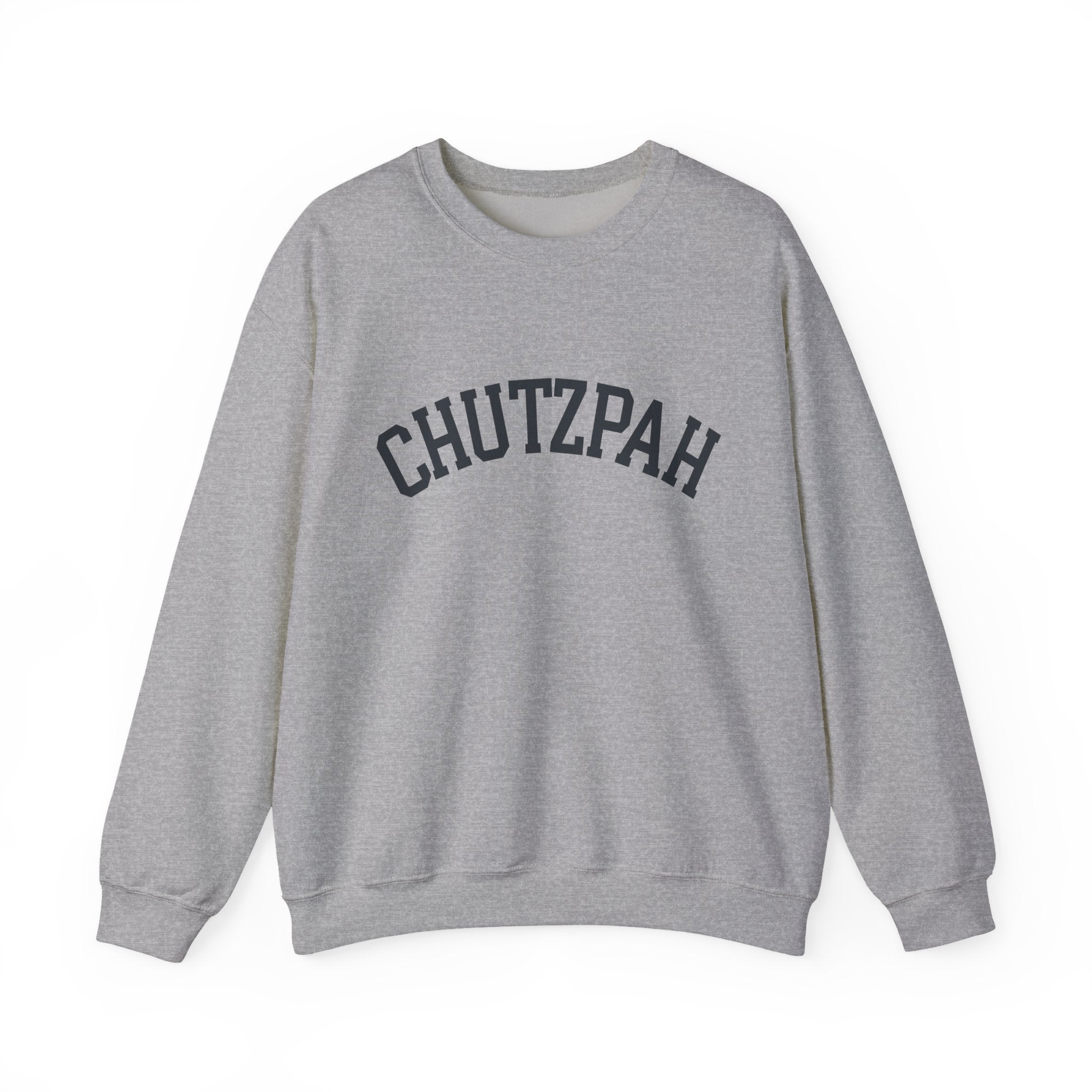 Chutzpah Sweatshirt White Crewneck, Yiddish Collegiate Lettering Jewish Pullover Gift