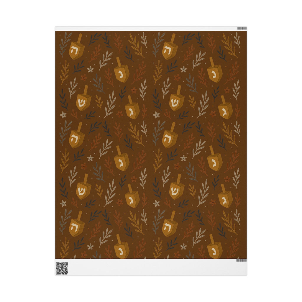 Floral Dreidel Hanukkah Wrapping Paper, Elegant Jewish Holiday Gift Wrap, Hanukkah Birthday Wedding Baby Shower Paper
